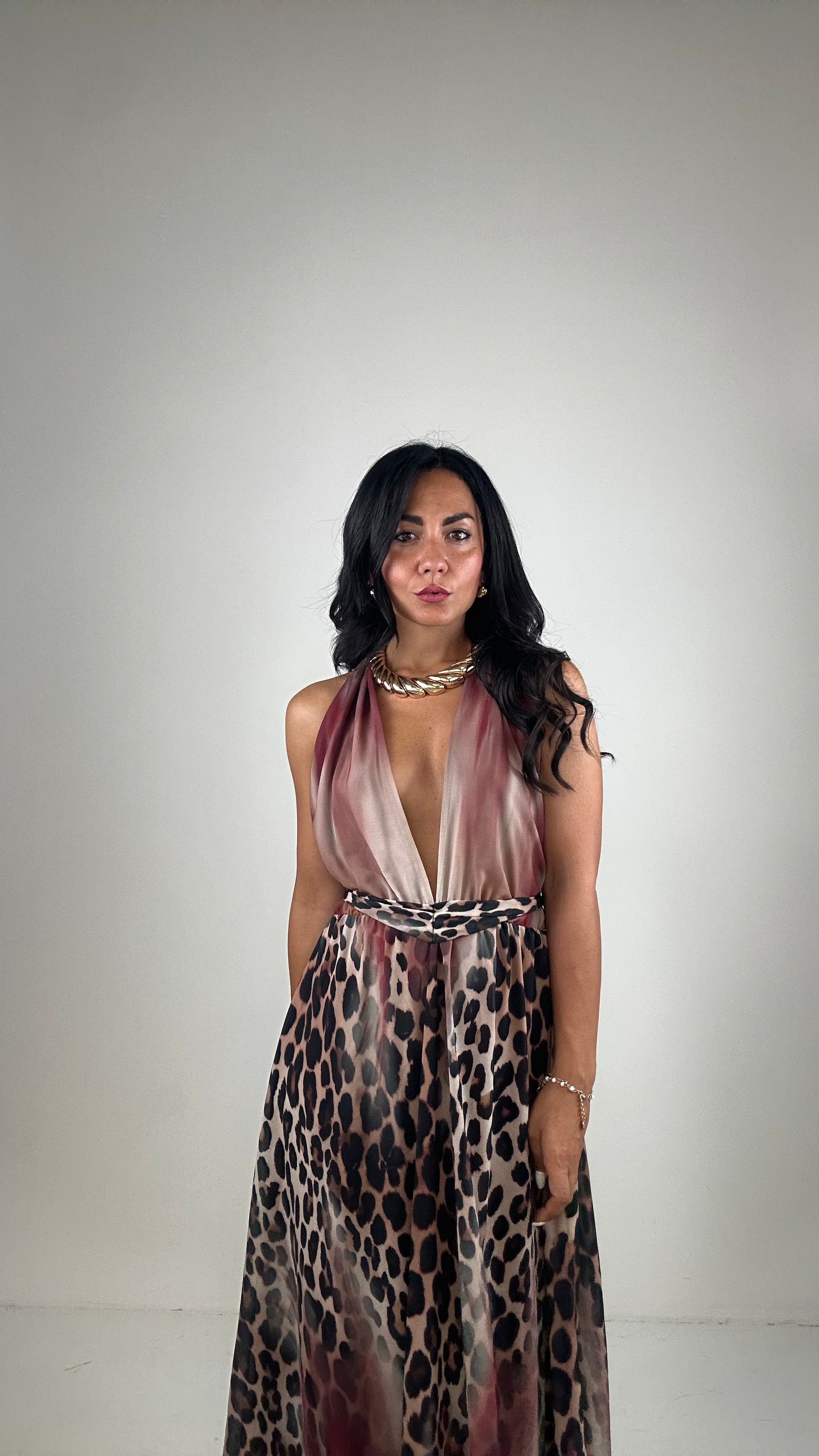 Vestito LEOPARD SFUMATO - BORDEAUX