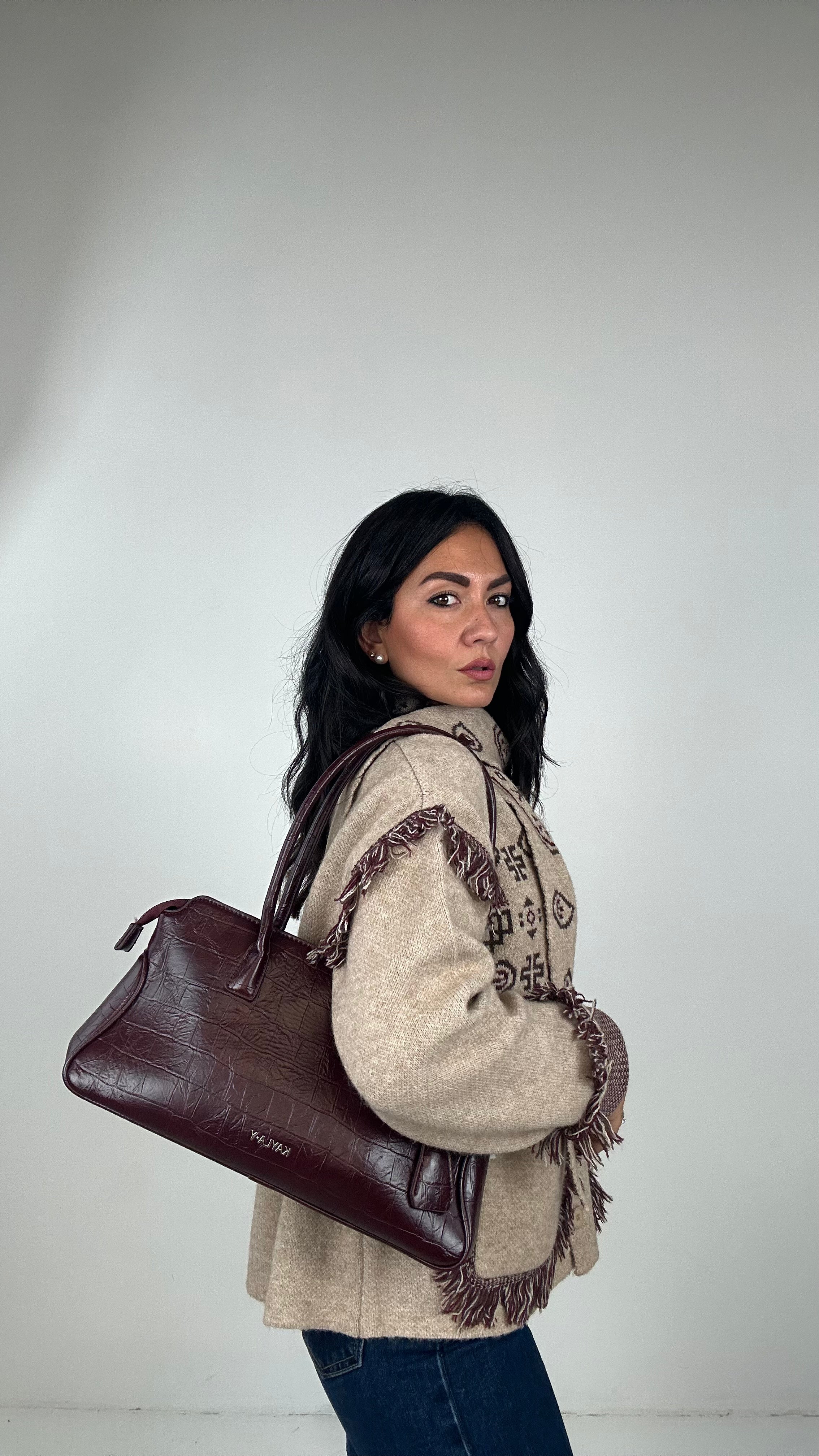 Borsa MARTELLATA RETTANGOLO - BORDEAUX