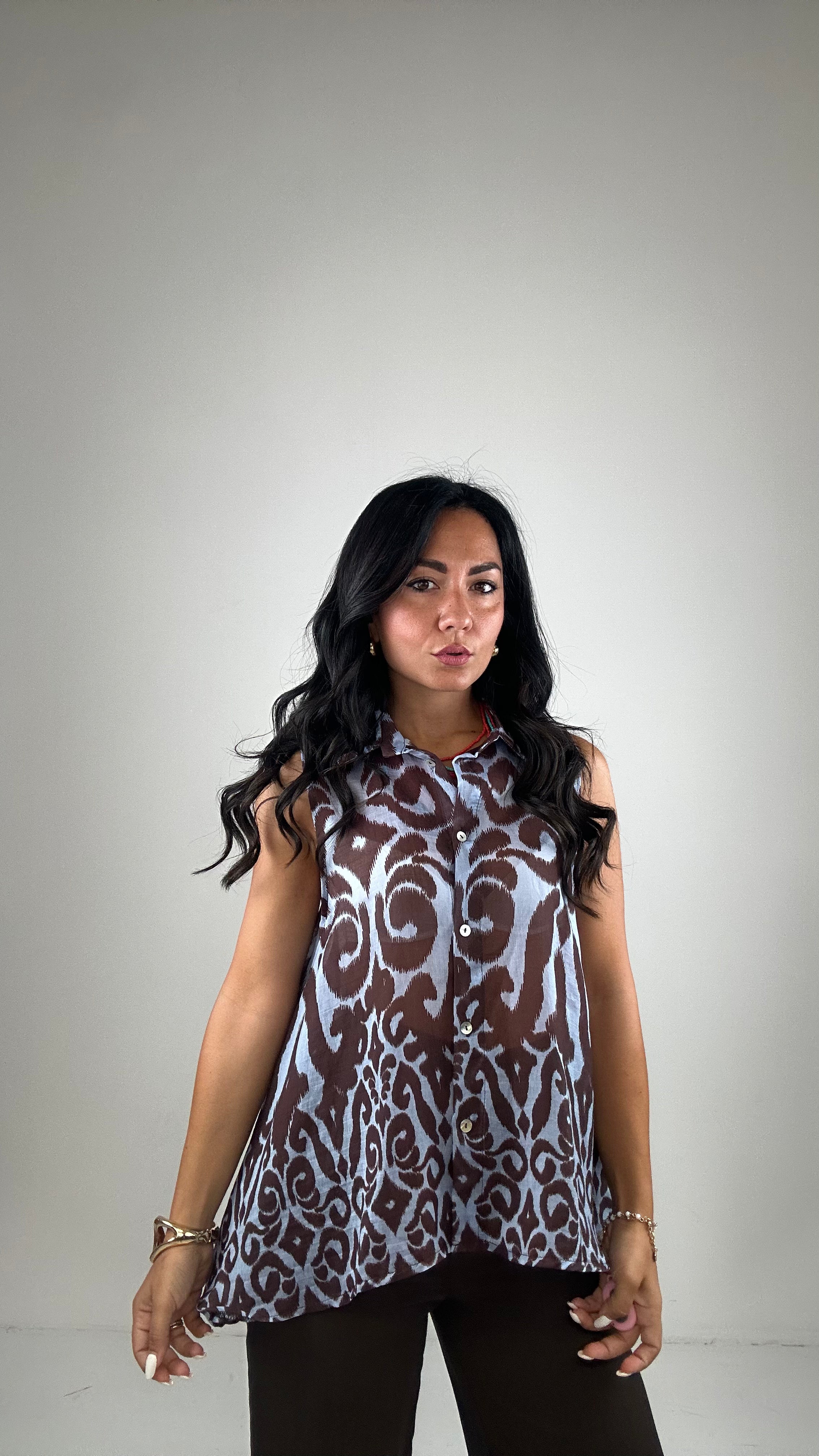 Camicia VELATA FANTASY - MARRONE