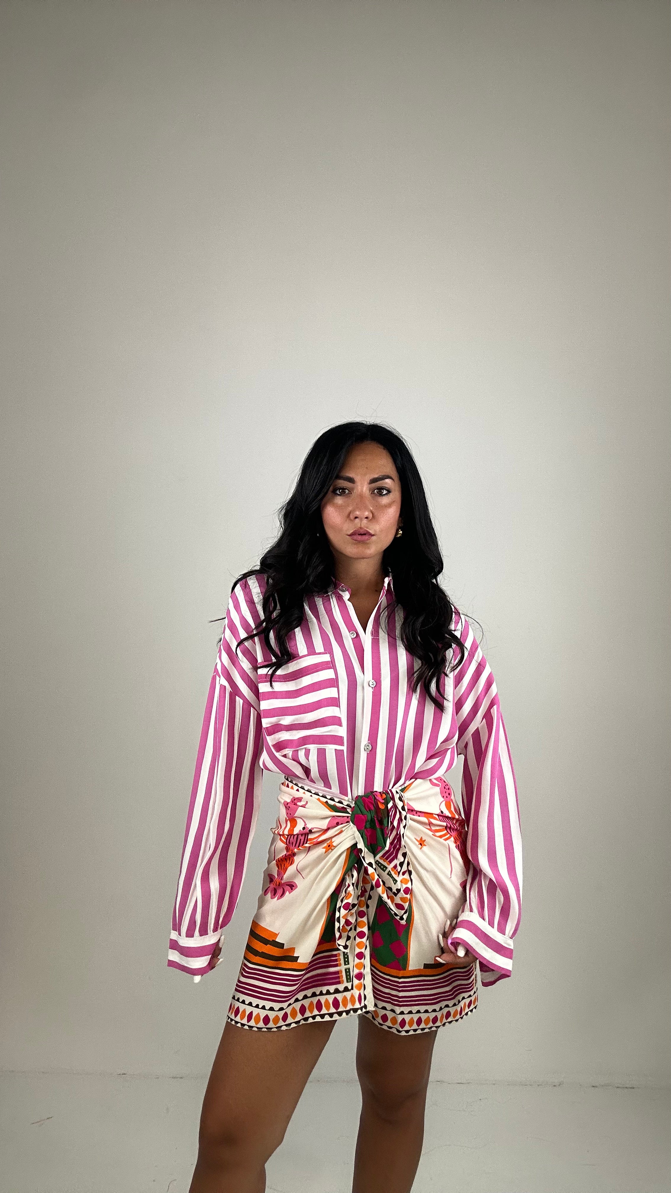 Gonna PAREO CON NODO - FUCSIA-ARANCIO
