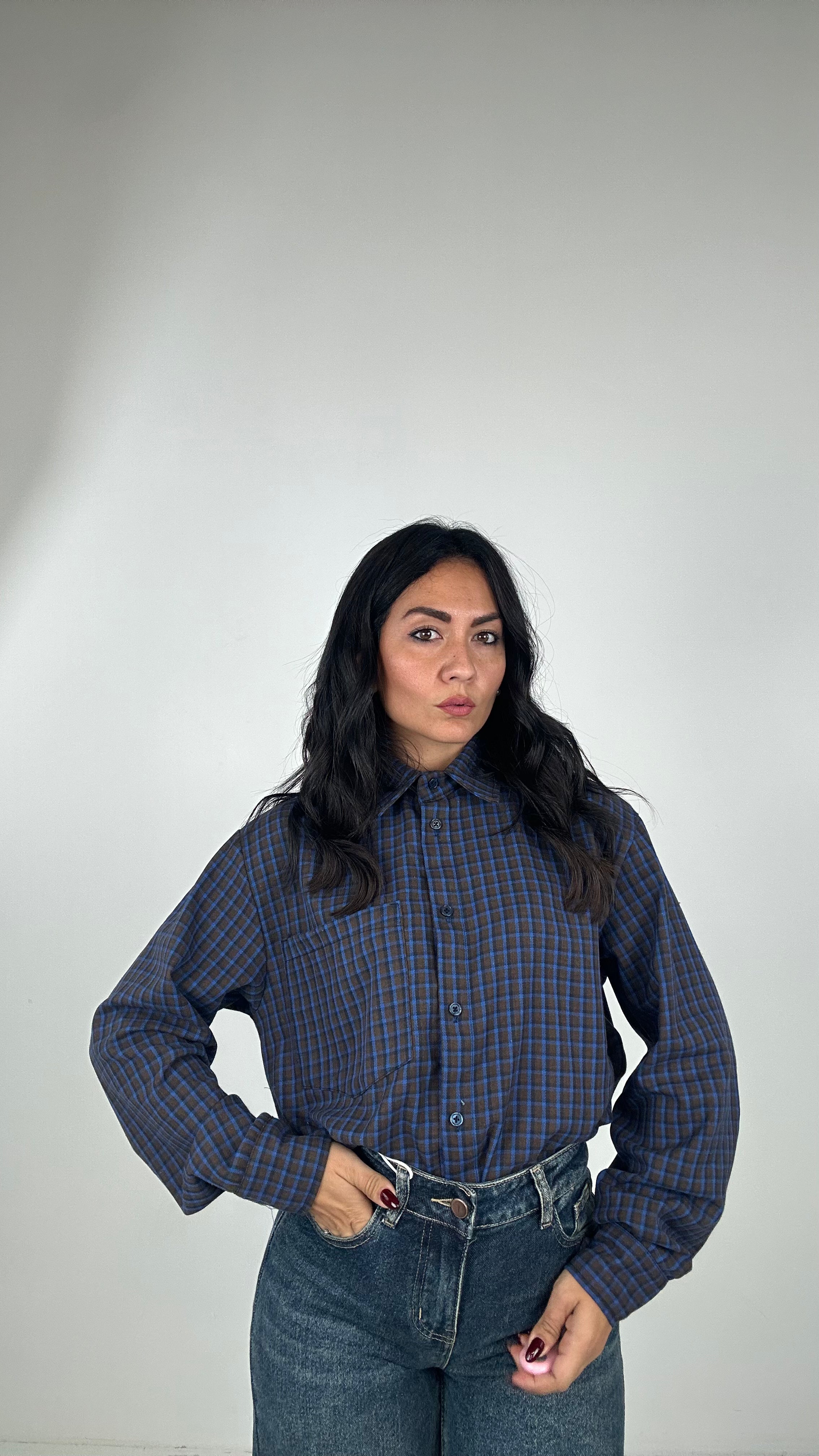 camicia QUADRETTI - MARRONE