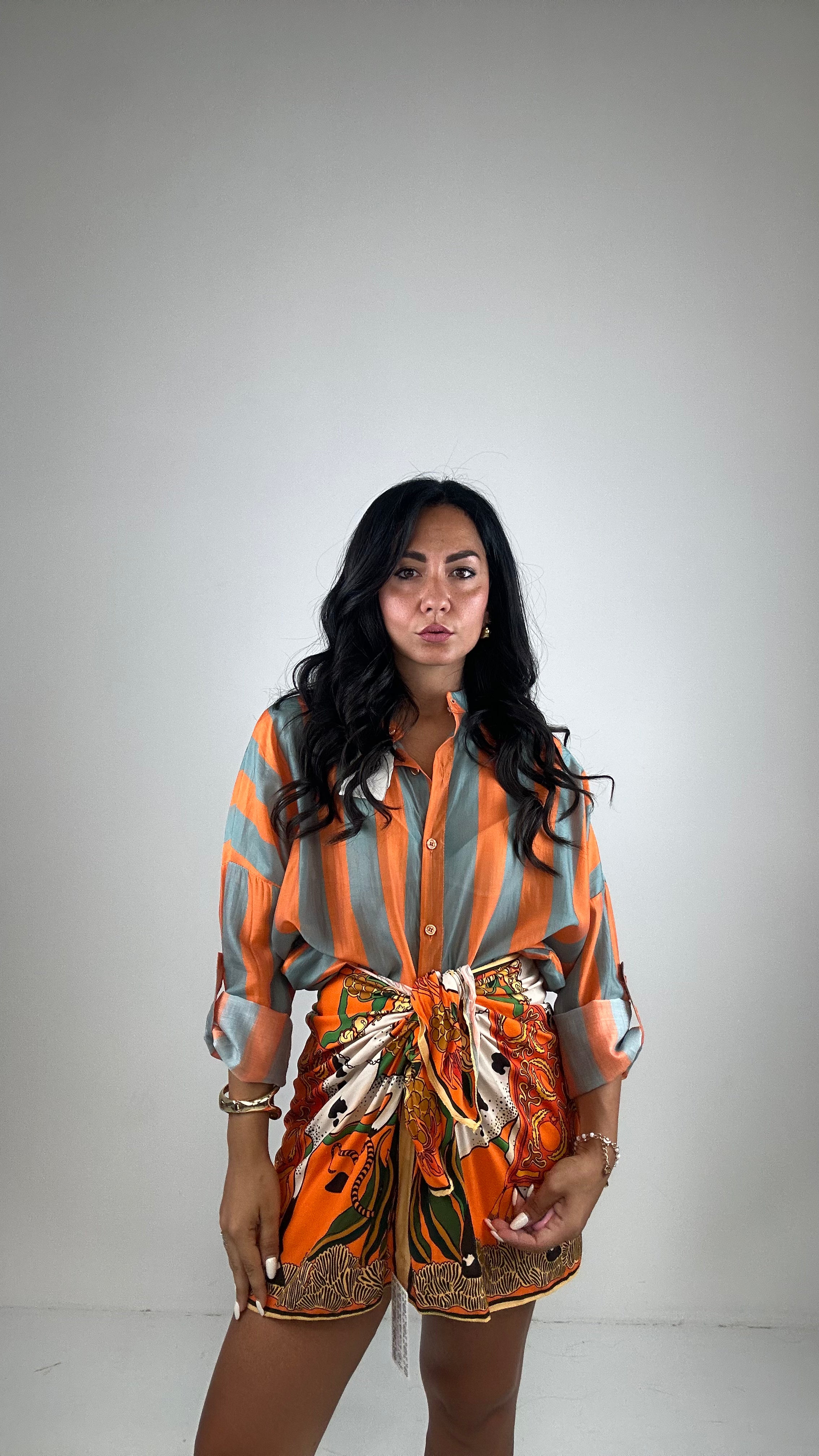 Gonna PAREO CON NODO - ARANCIO-VERDE