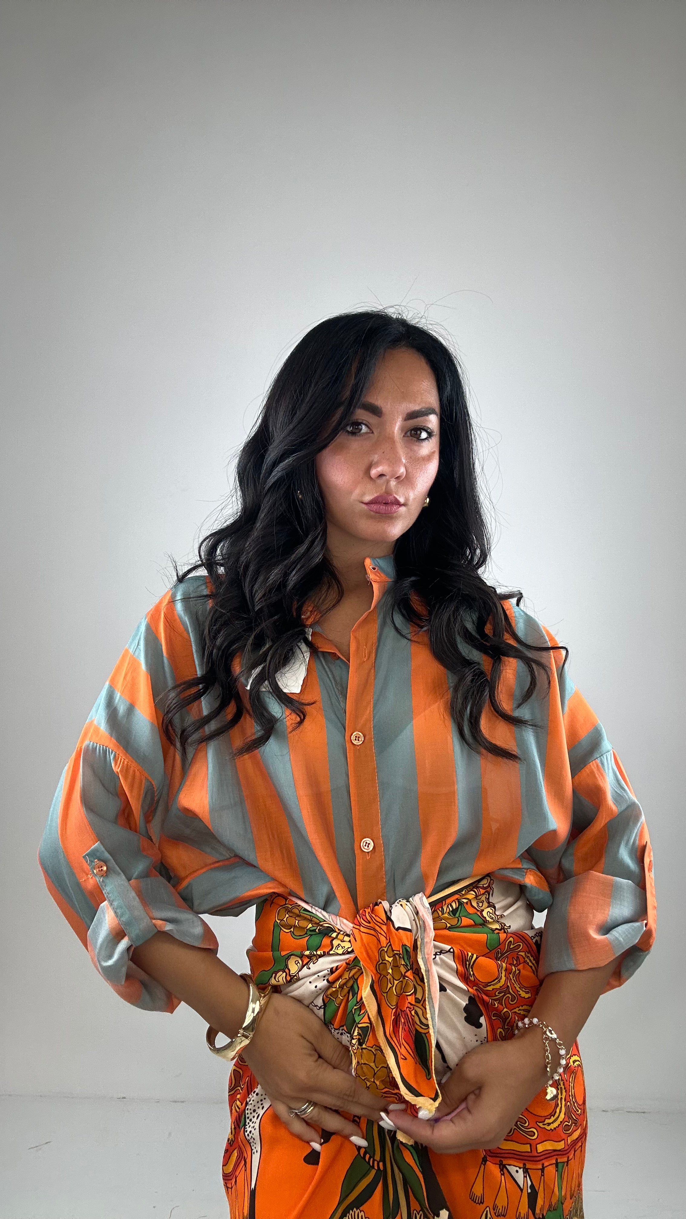 Camicia OVER VELATA - TIFFANY-ARANCIO