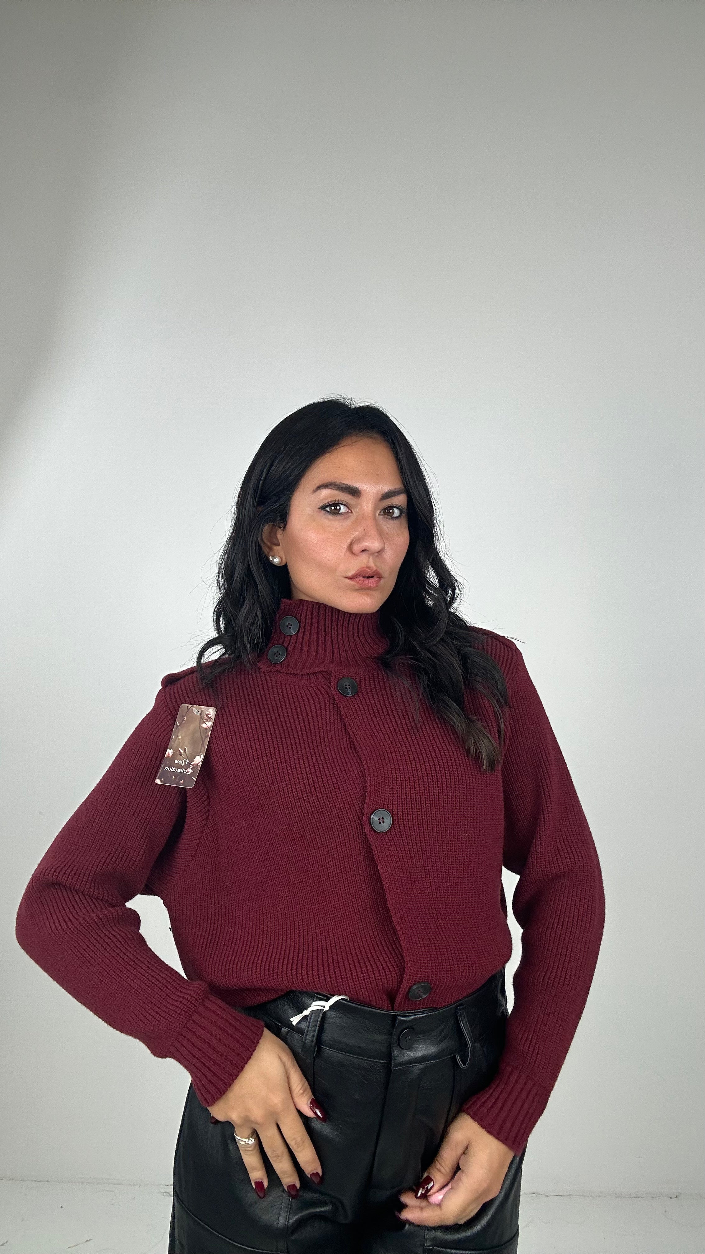 Cardigan COLLO ALTO - BORDEAUX