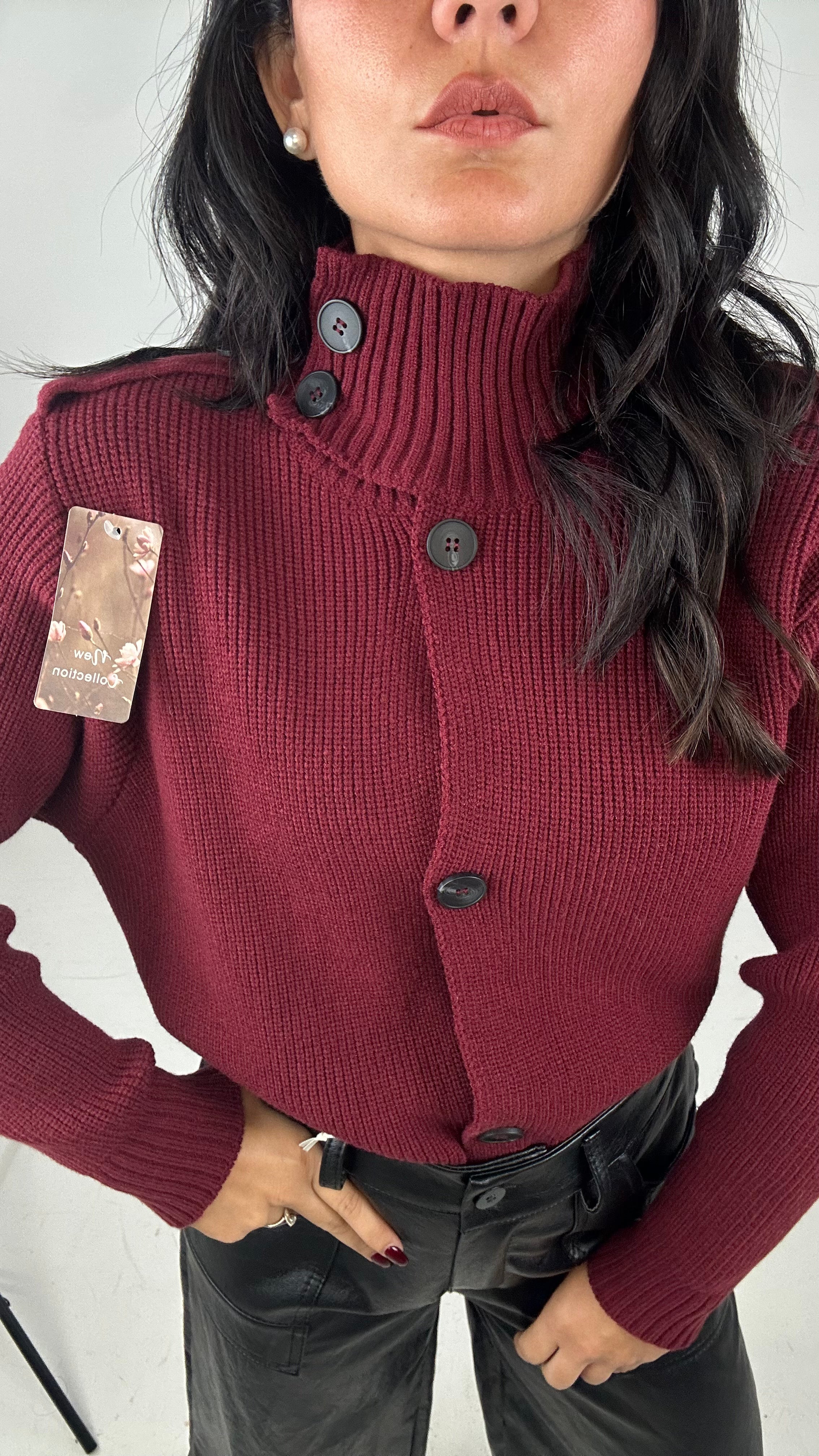 Cardigan COLLO ALTO - BORDEAUX