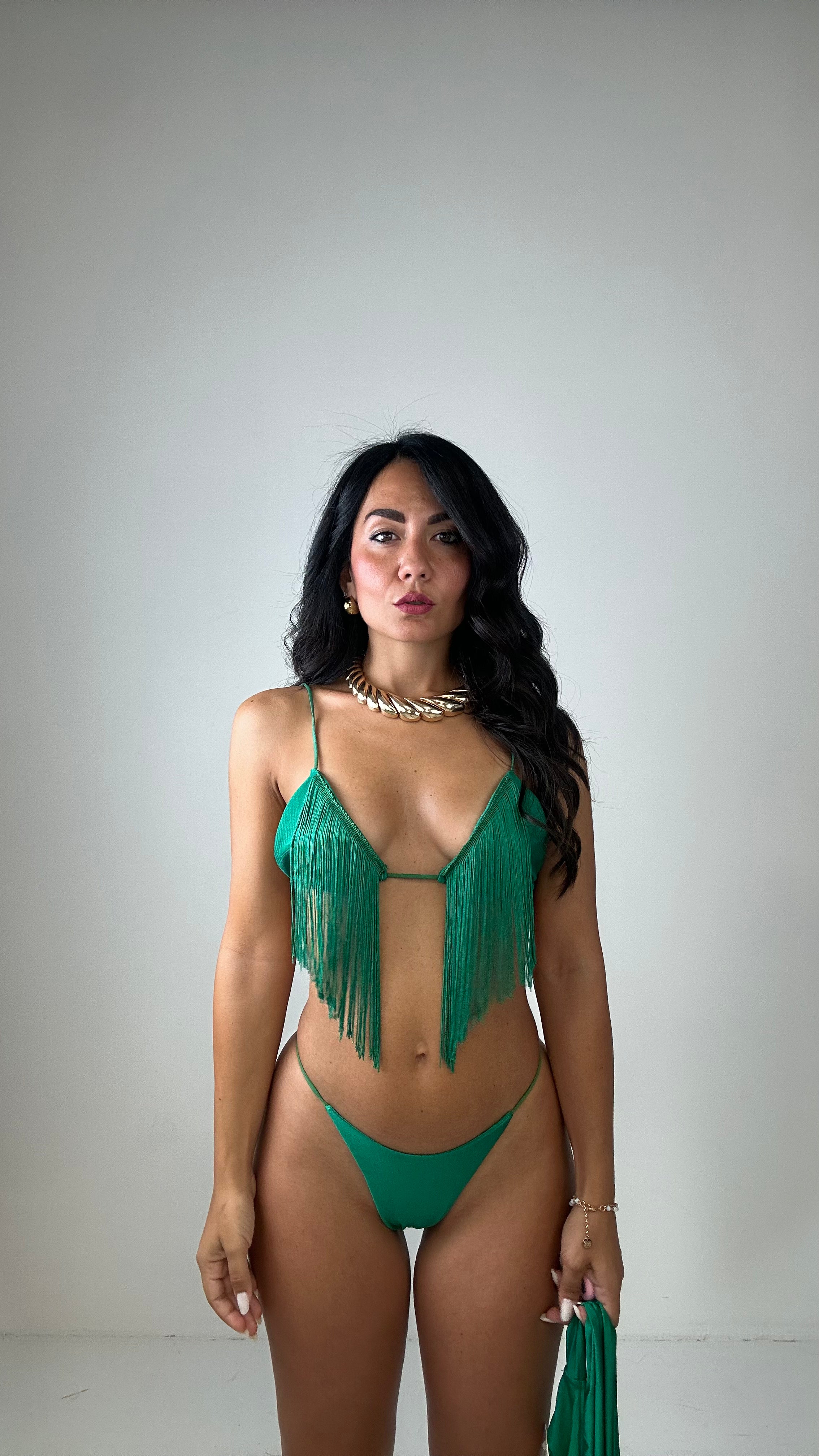 Completo BIKINI PAREO FRANGE - VERDE