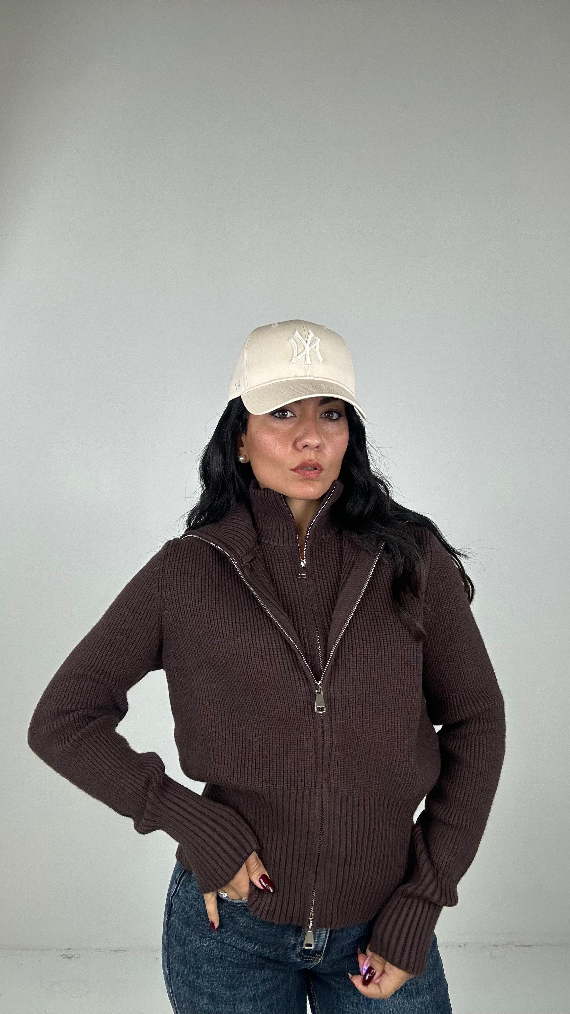 Pull 2 pezzi CON CERNIERA - MARRONE