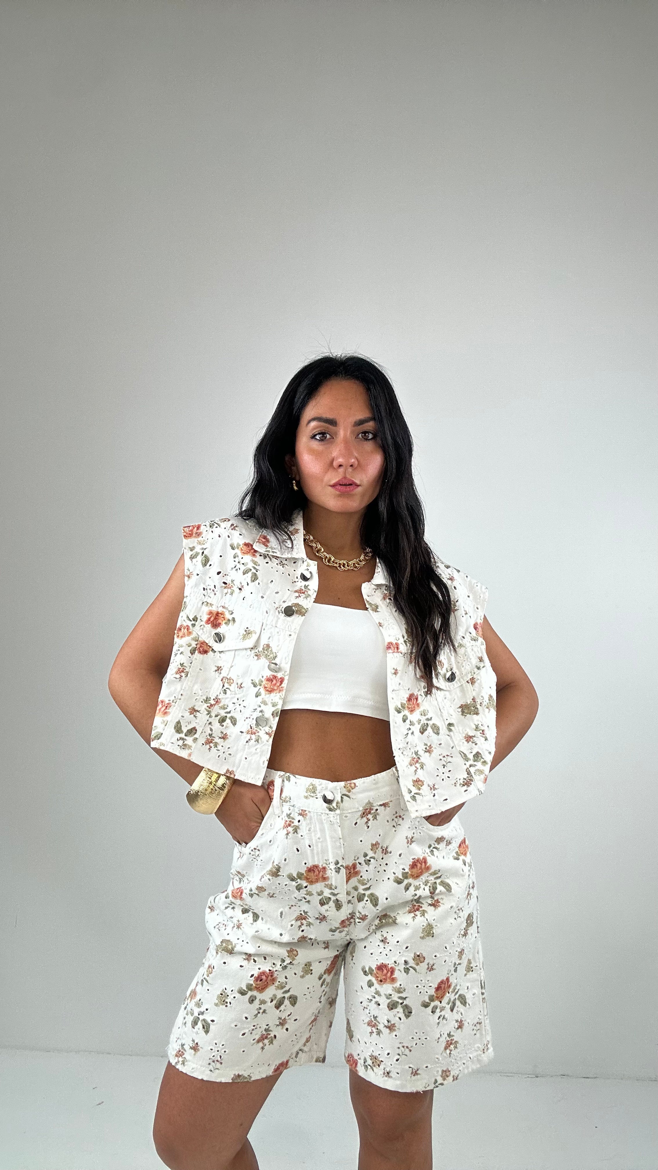 Completo DENIM FIORE - BIANCO