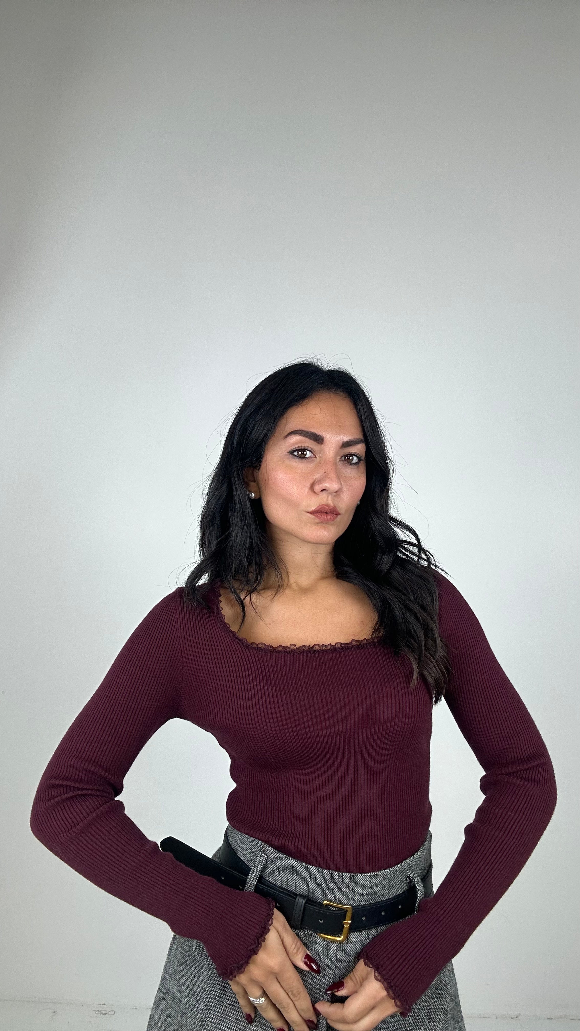 Body IN MAGLIA CON PERLETTO - BORDEAUX