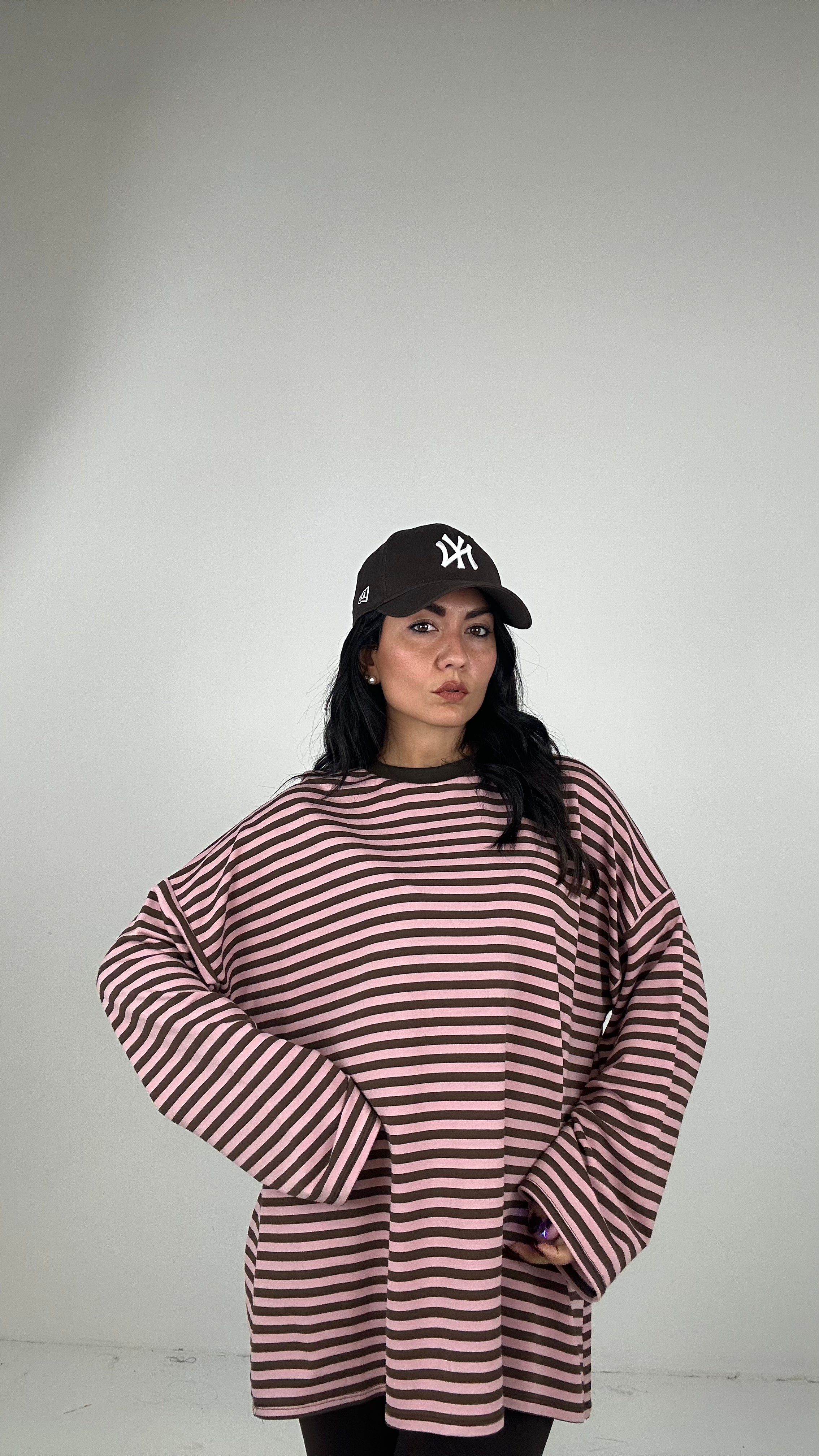 Maglia RIGHE OVER - ROSA