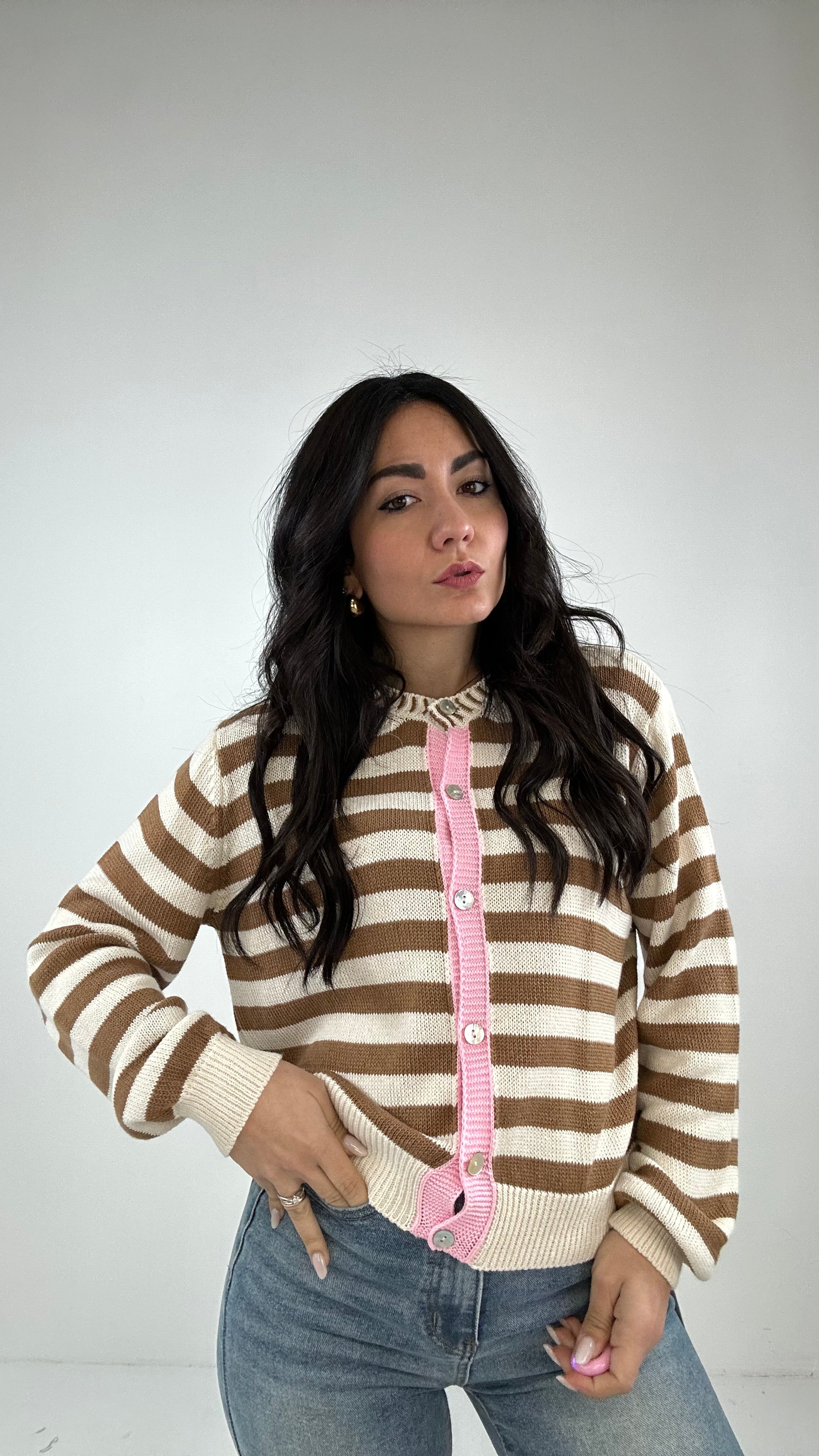 Cardigan FILO BANDA - BEIGE