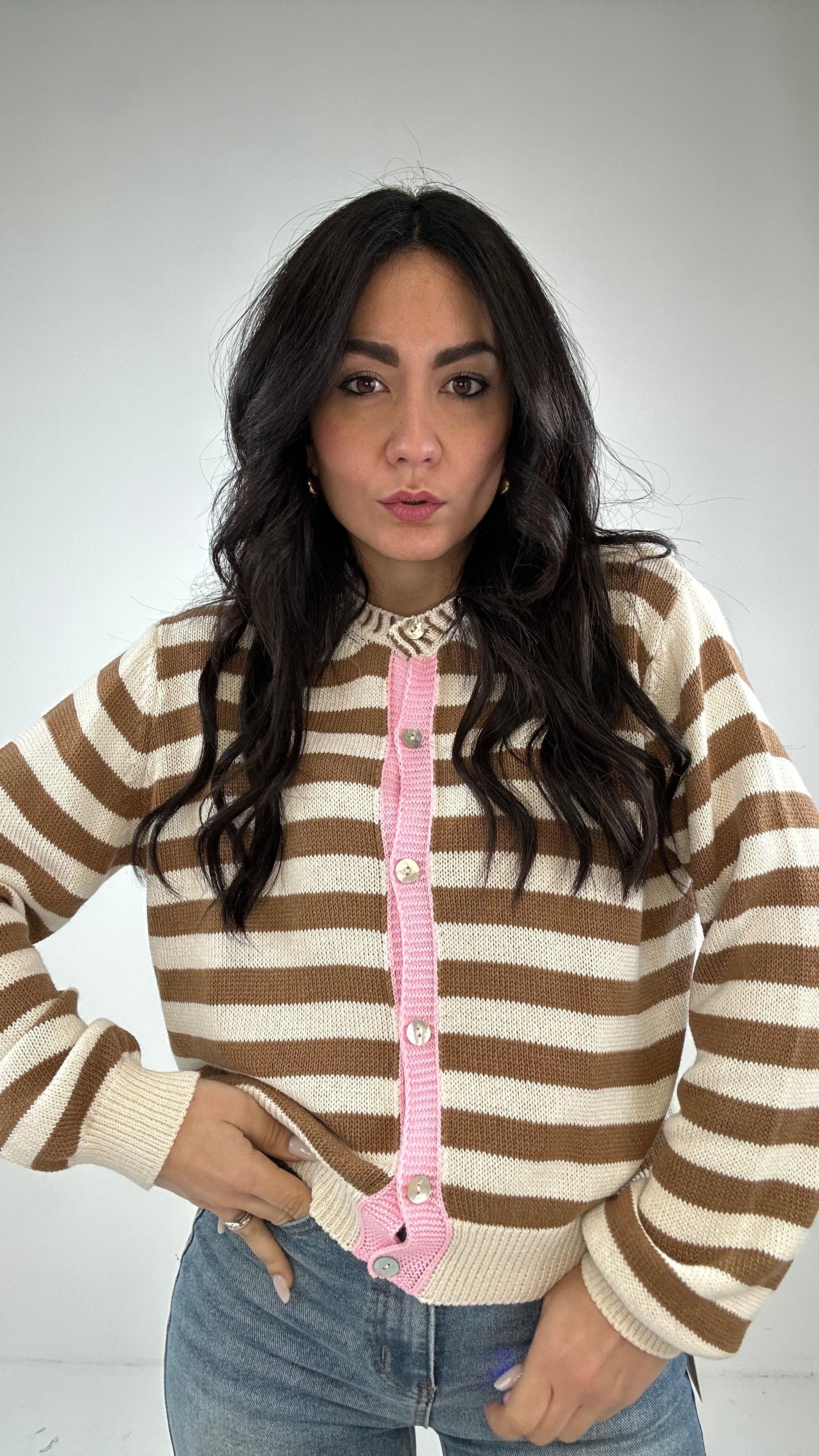 Cardigan FILO BANDA - BEIGE