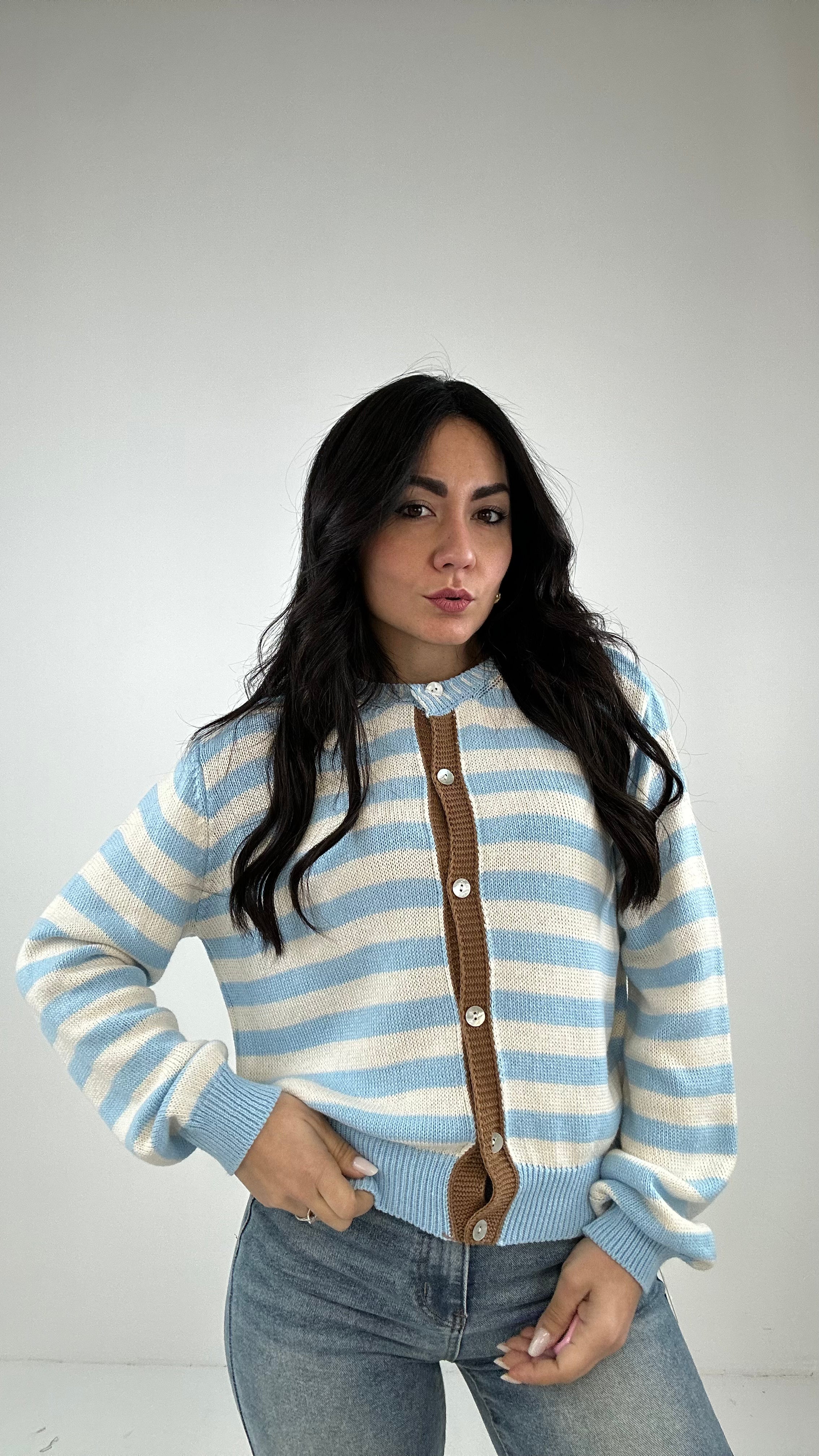 Cardigan FILO BANDA - CELESTE