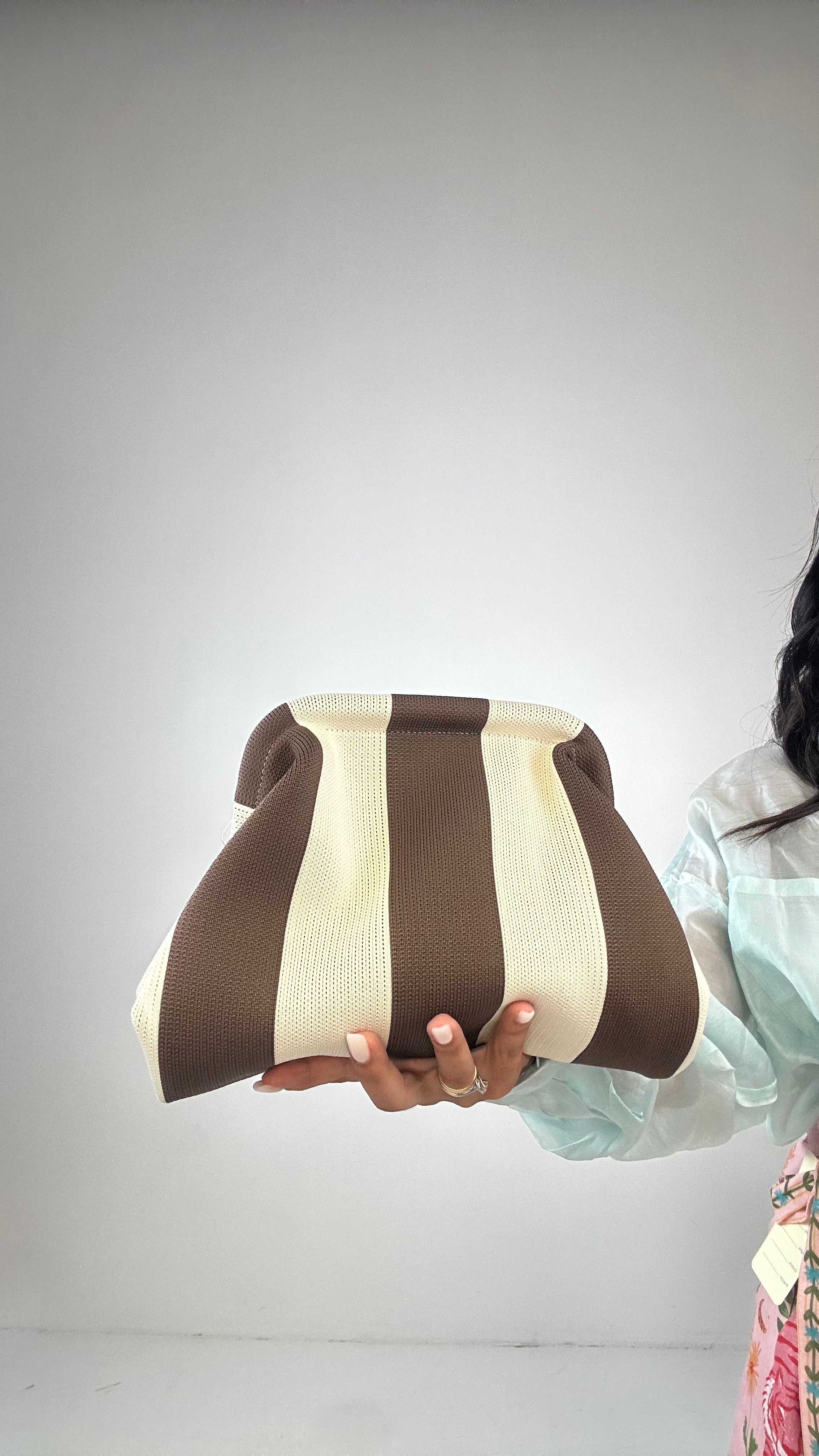 Clutch IN TESSUTO - crema-marrone