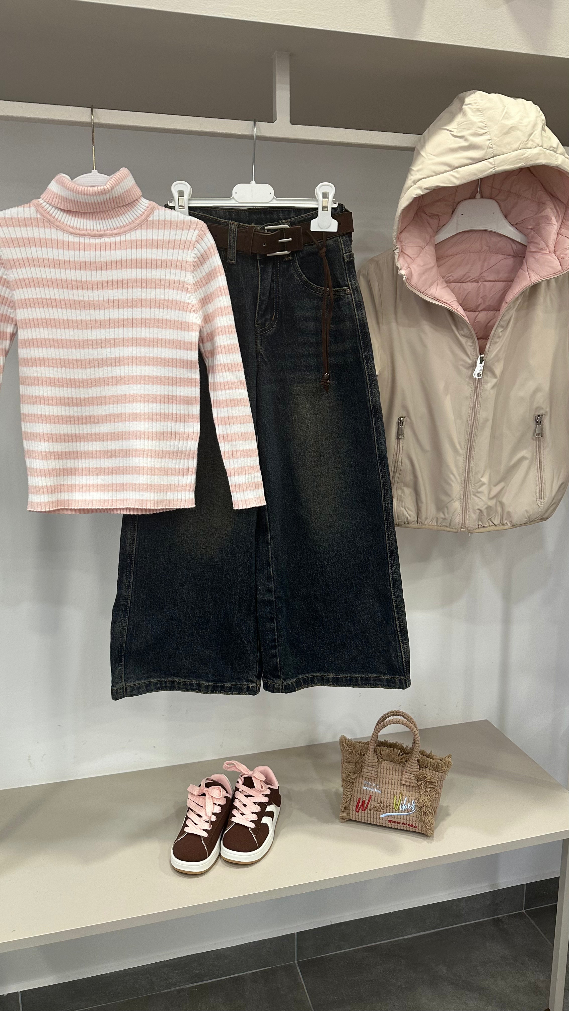 Pull COLLO RIGHE 4-12A - ROSA