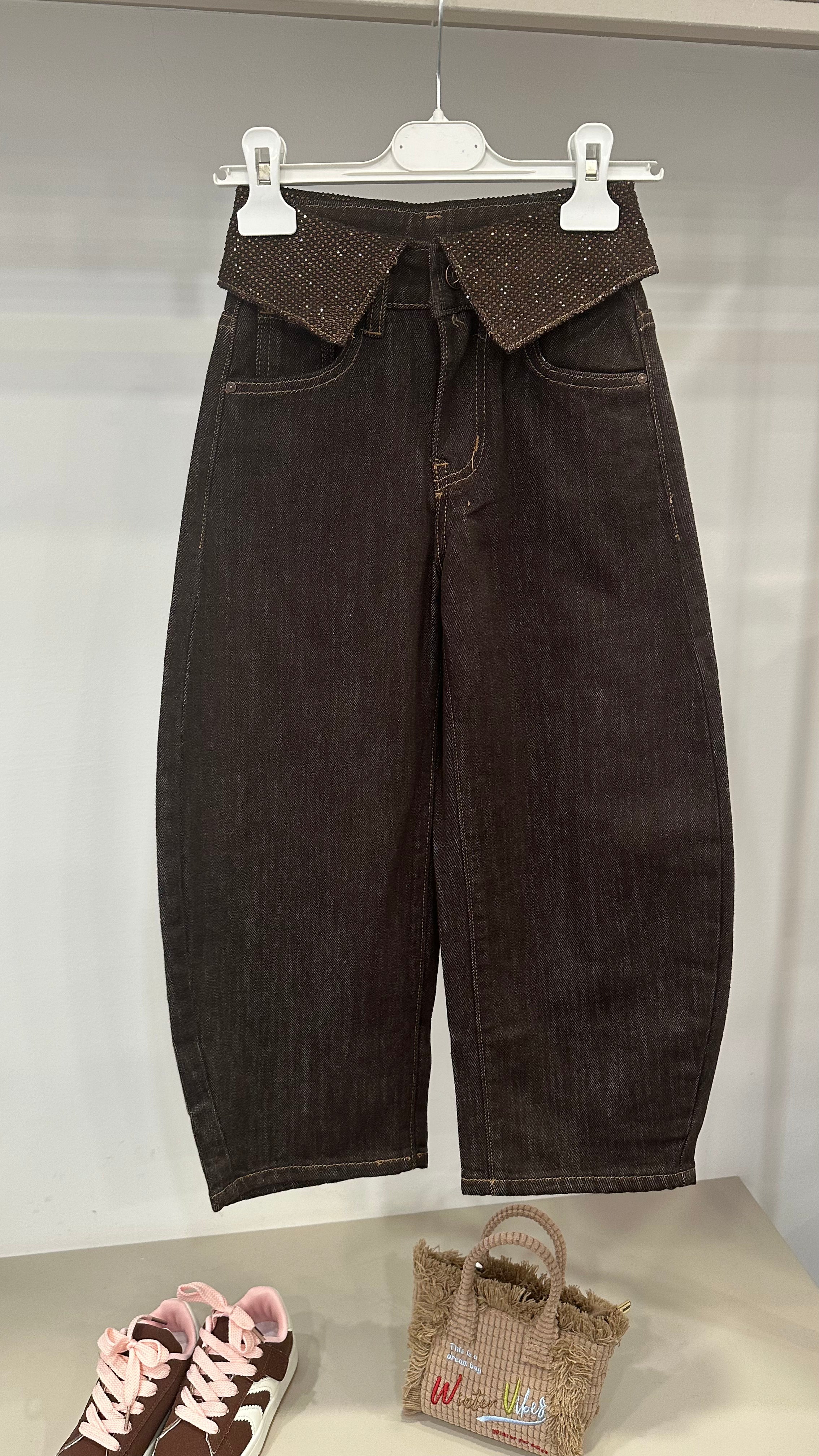 Jeans CINTO RISVOLTO BRILL 5-14A - MARRONE