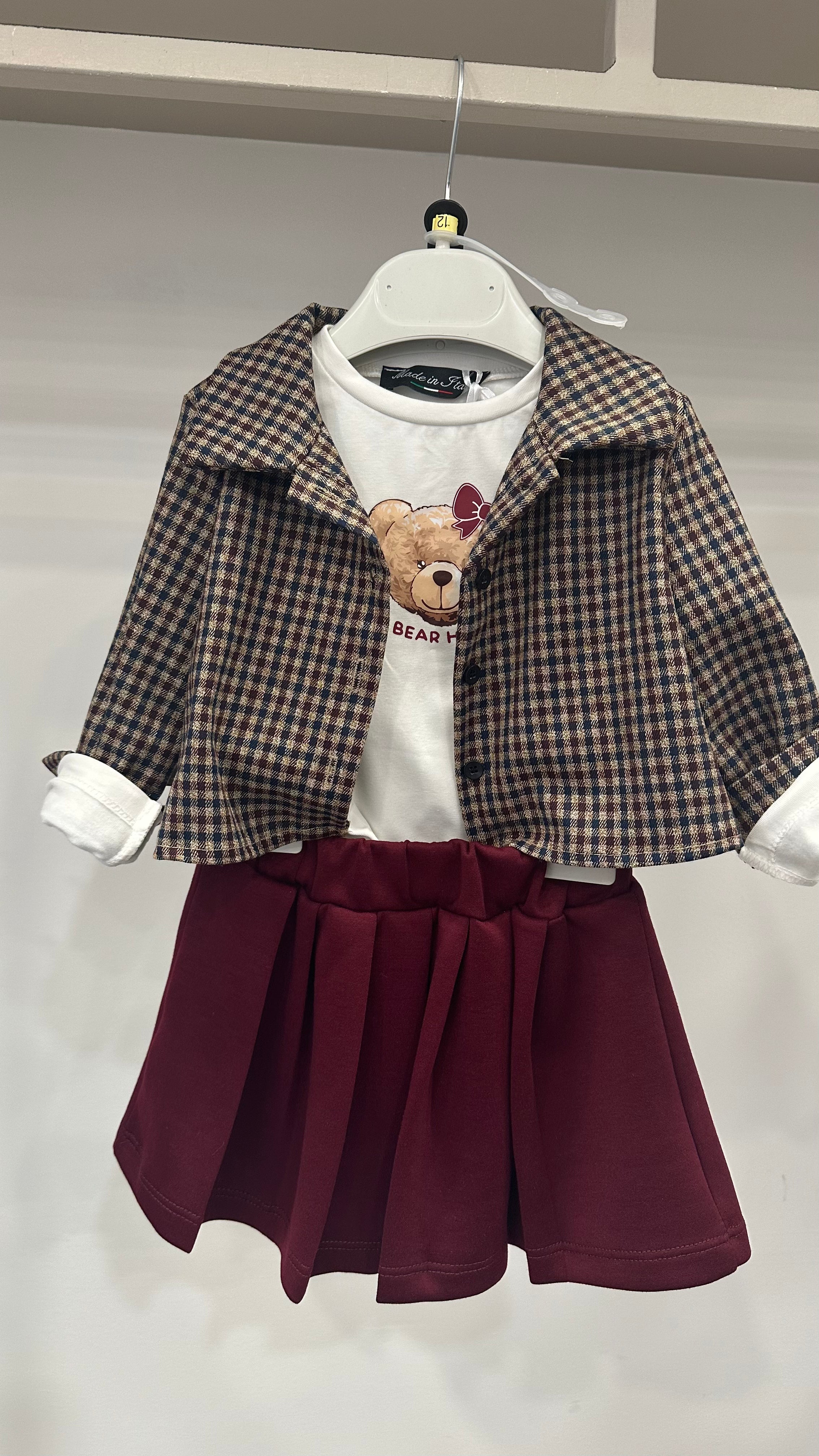 Completo CON GIACCA QUADRI 12-36M - BORDEAUX