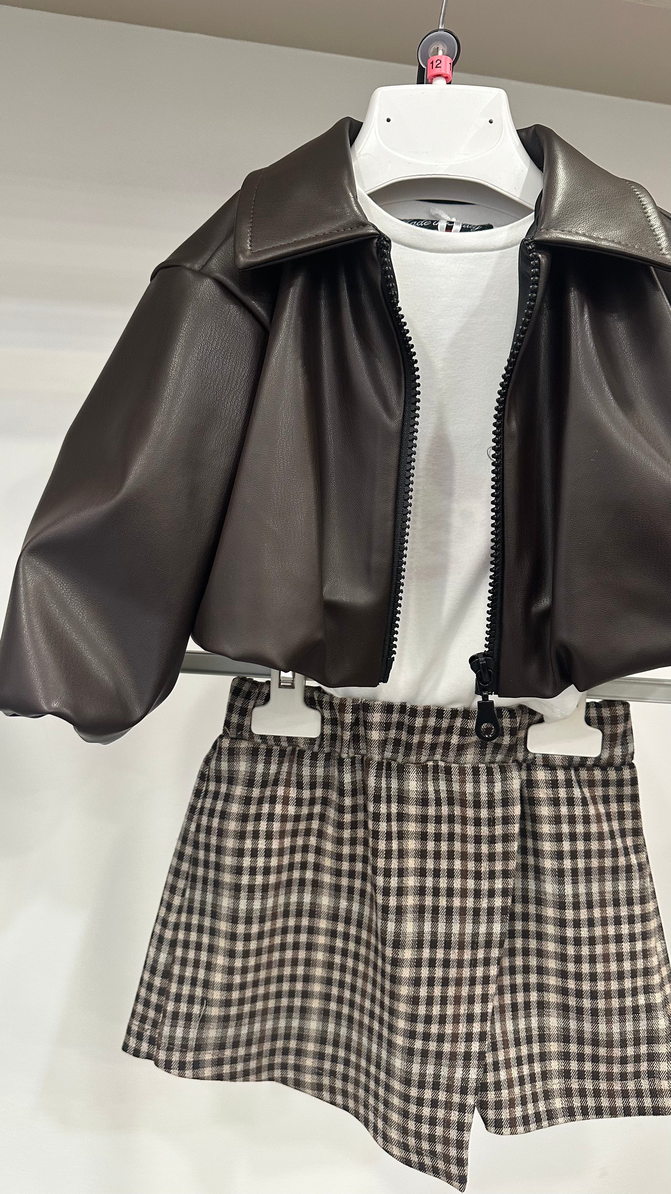 Completo CON GIUBBINO IN ECOPELLE 12-36M - MARRONE