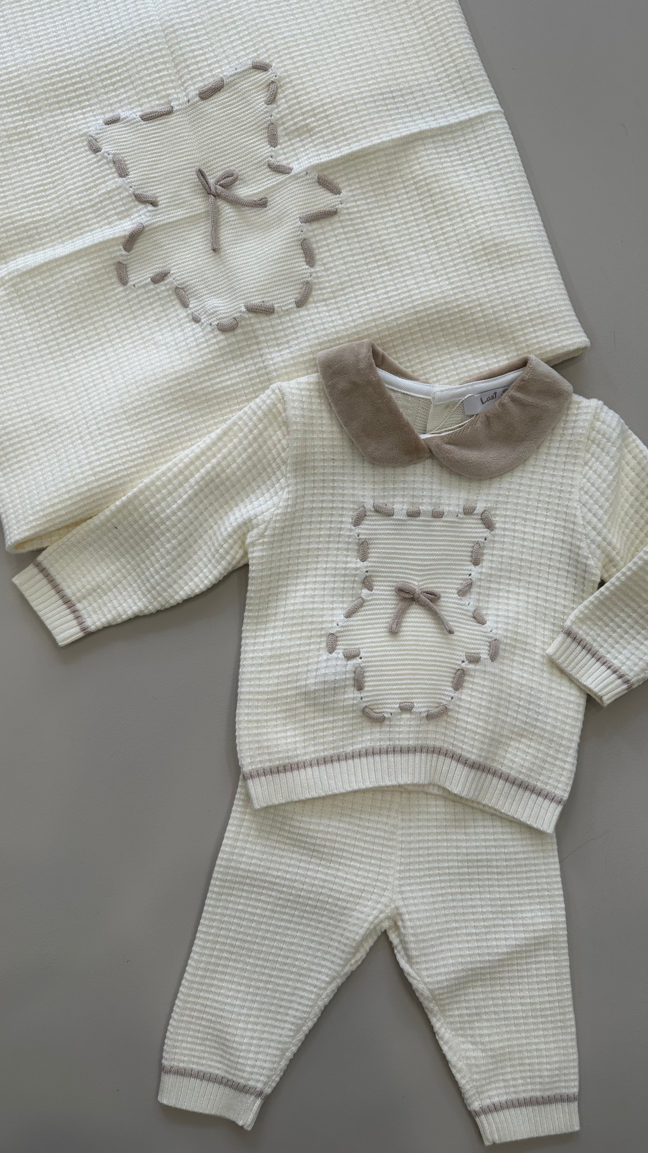 Set NASCITA ORSO TRAPUNTATO 1-3M - PANNA