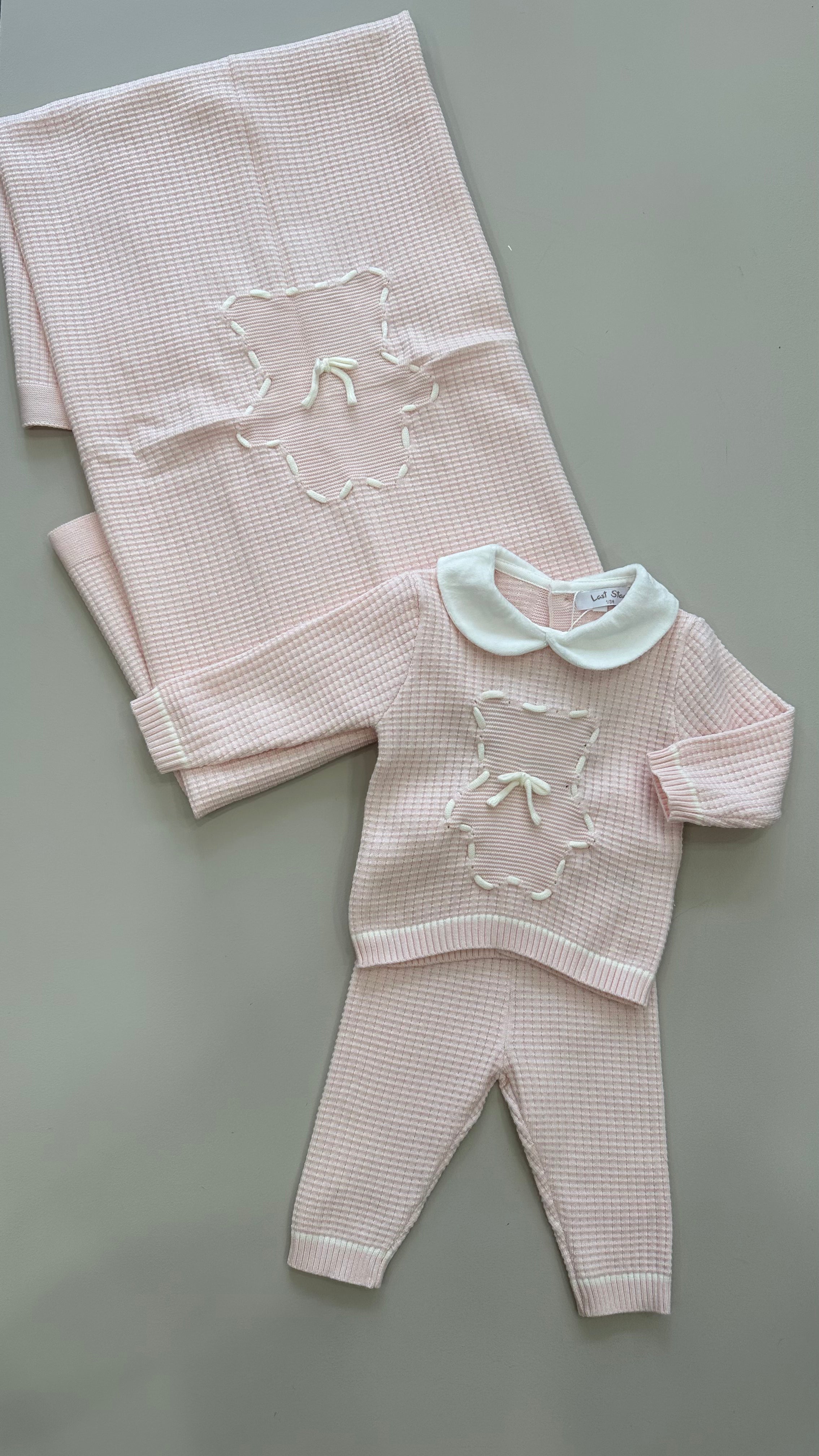 Set NASCITA ORSO TRAPUNTATO 1-3M - ROSA