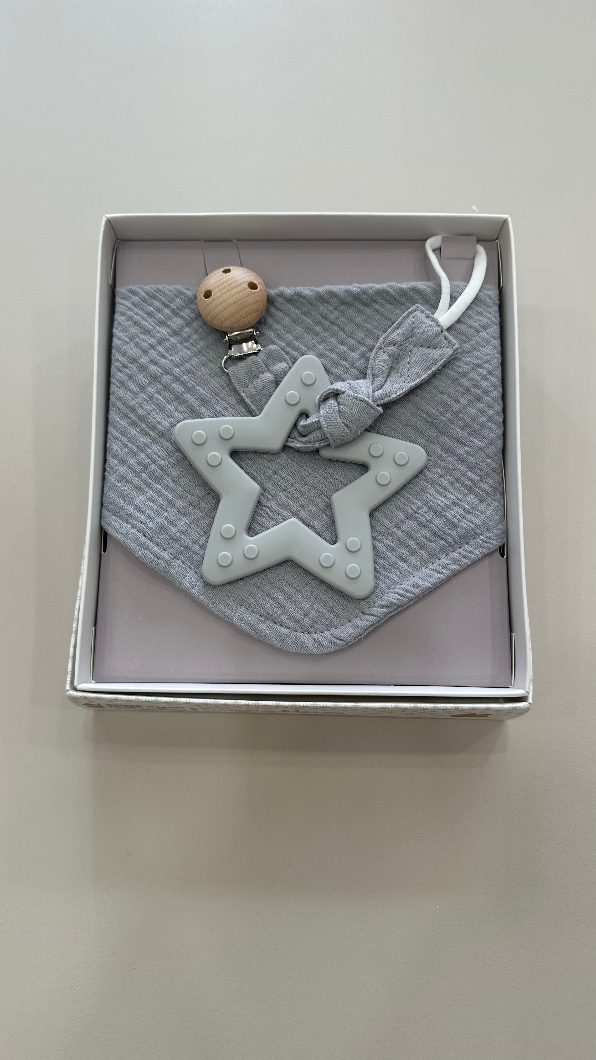Set bavetta GIOCO DENTIZIONE + CATENELLA - GRIGIO