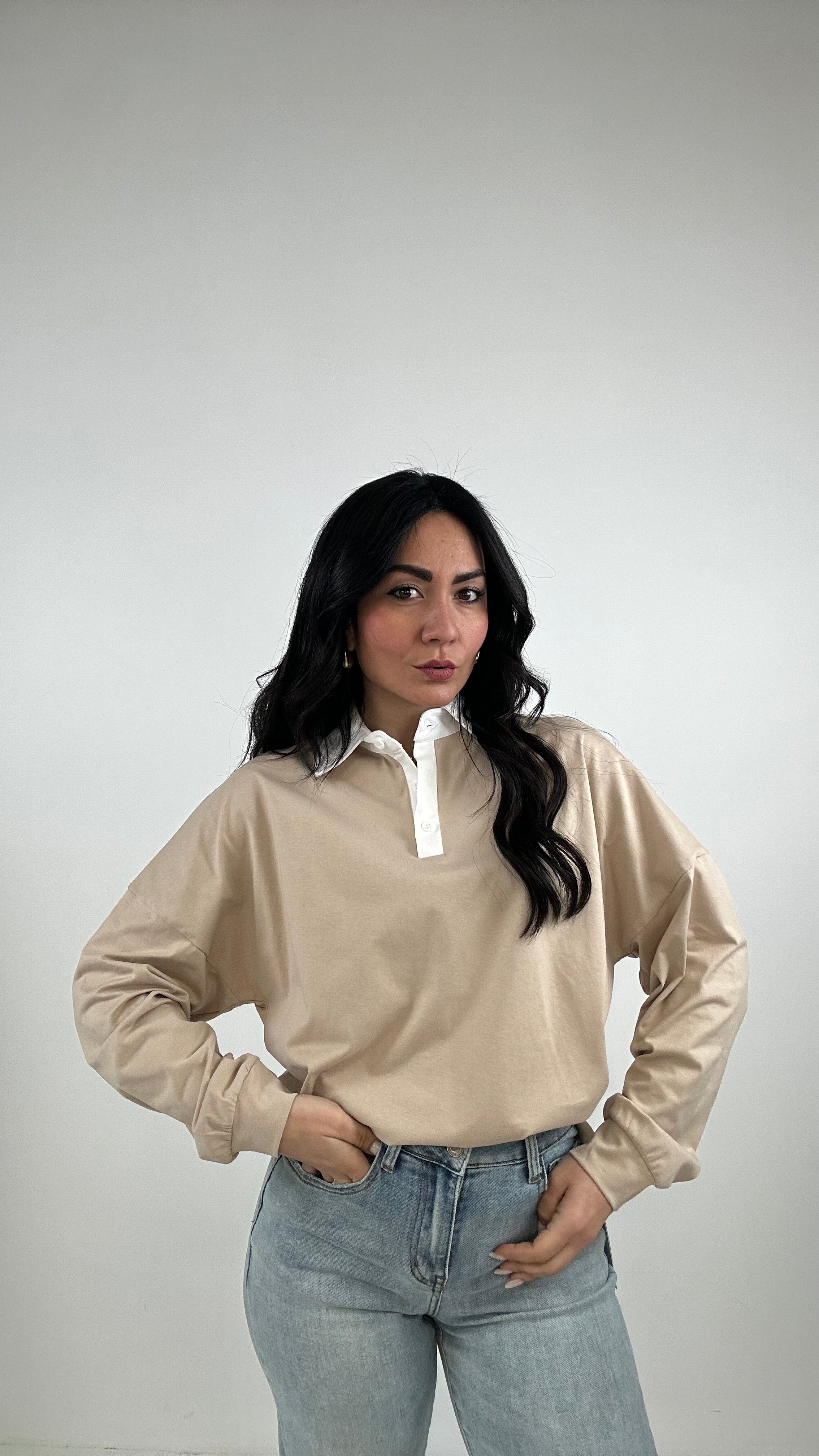 Maglia CON COLLETTO - BEIGE