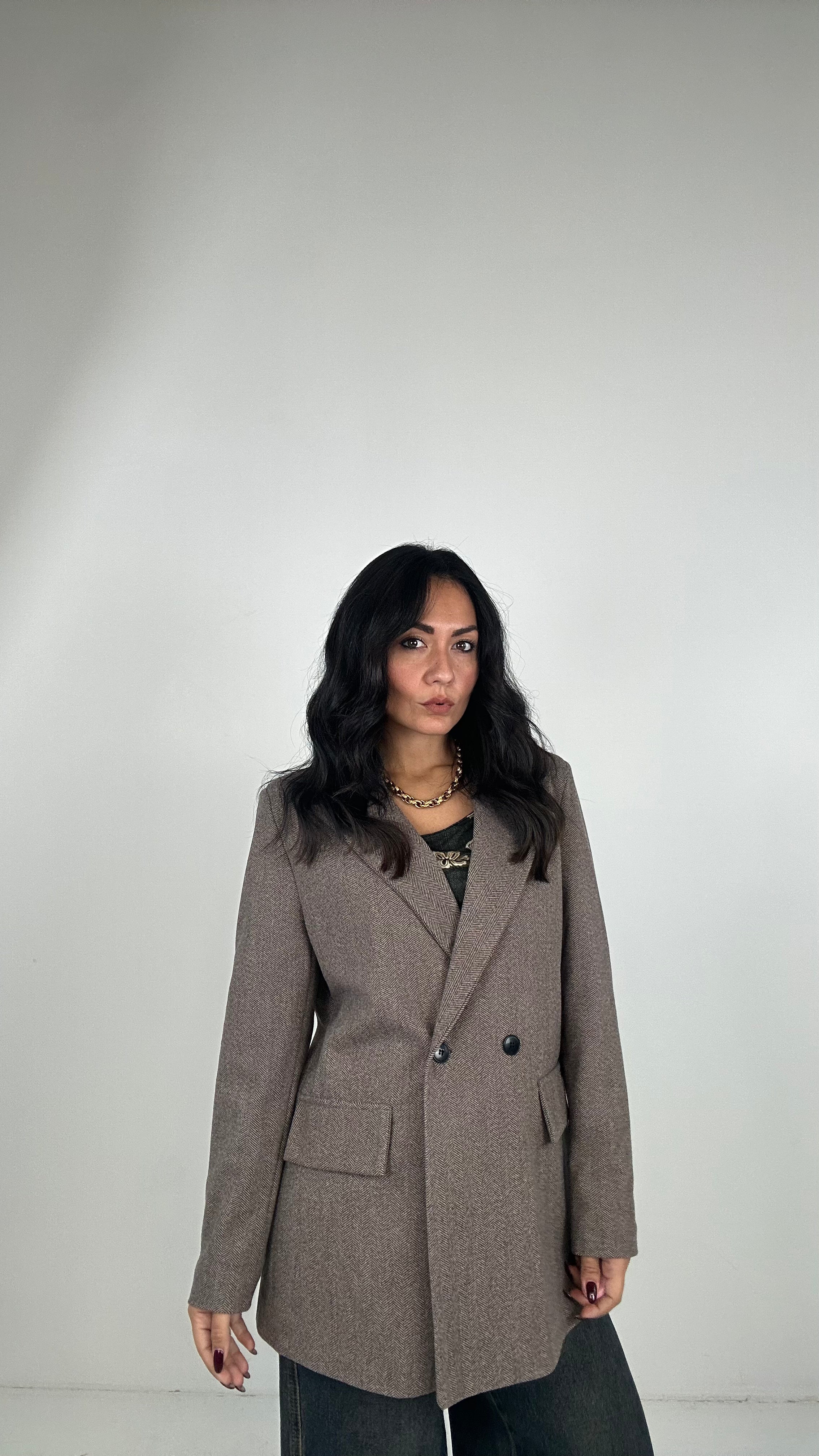 Blazer SPIGATO IN PANNO - MARRONE