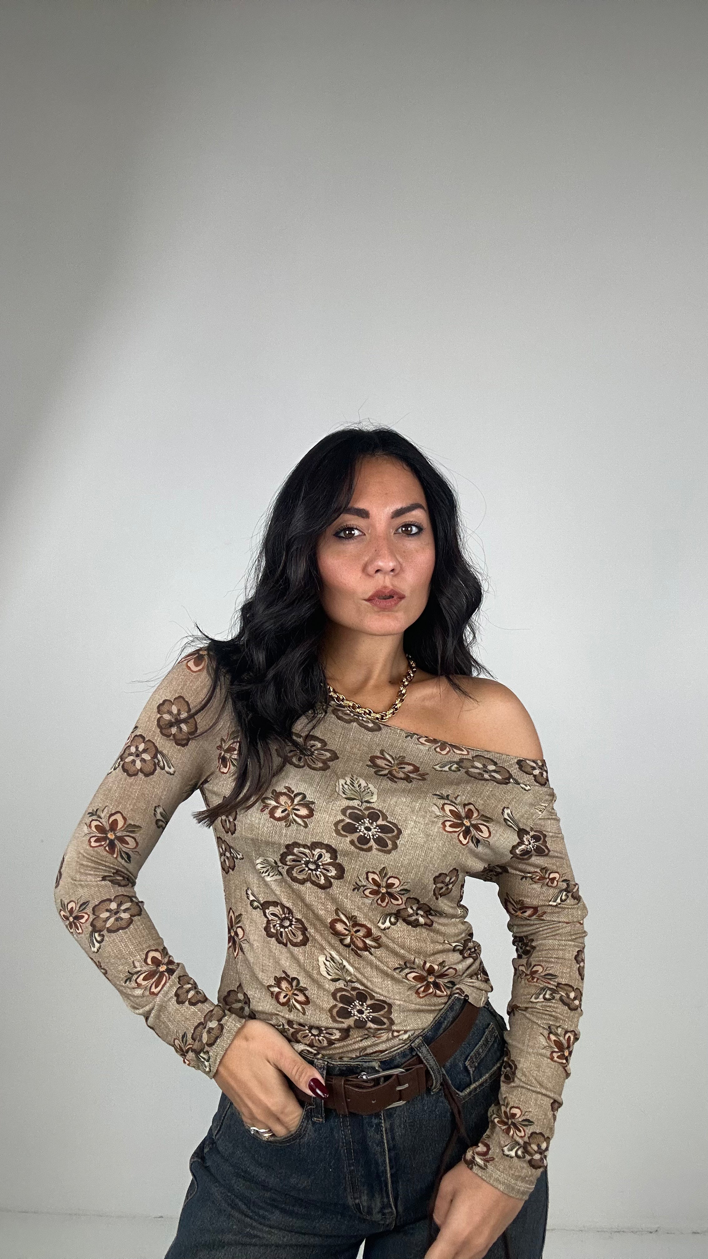 Maglia CASHMERE FIORATA - BEIGE