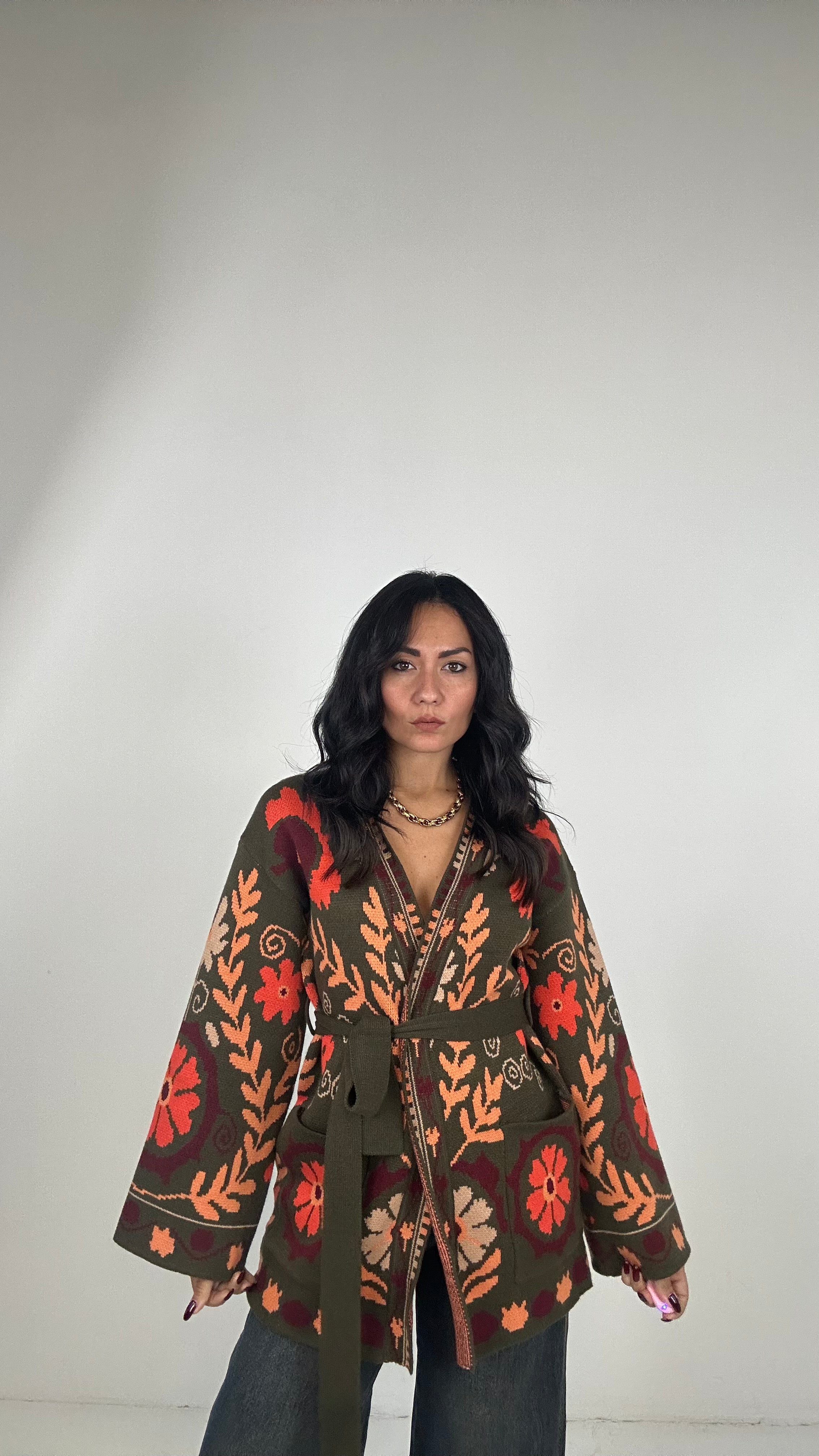 Cardigan INDIA - VERDE MILITARE