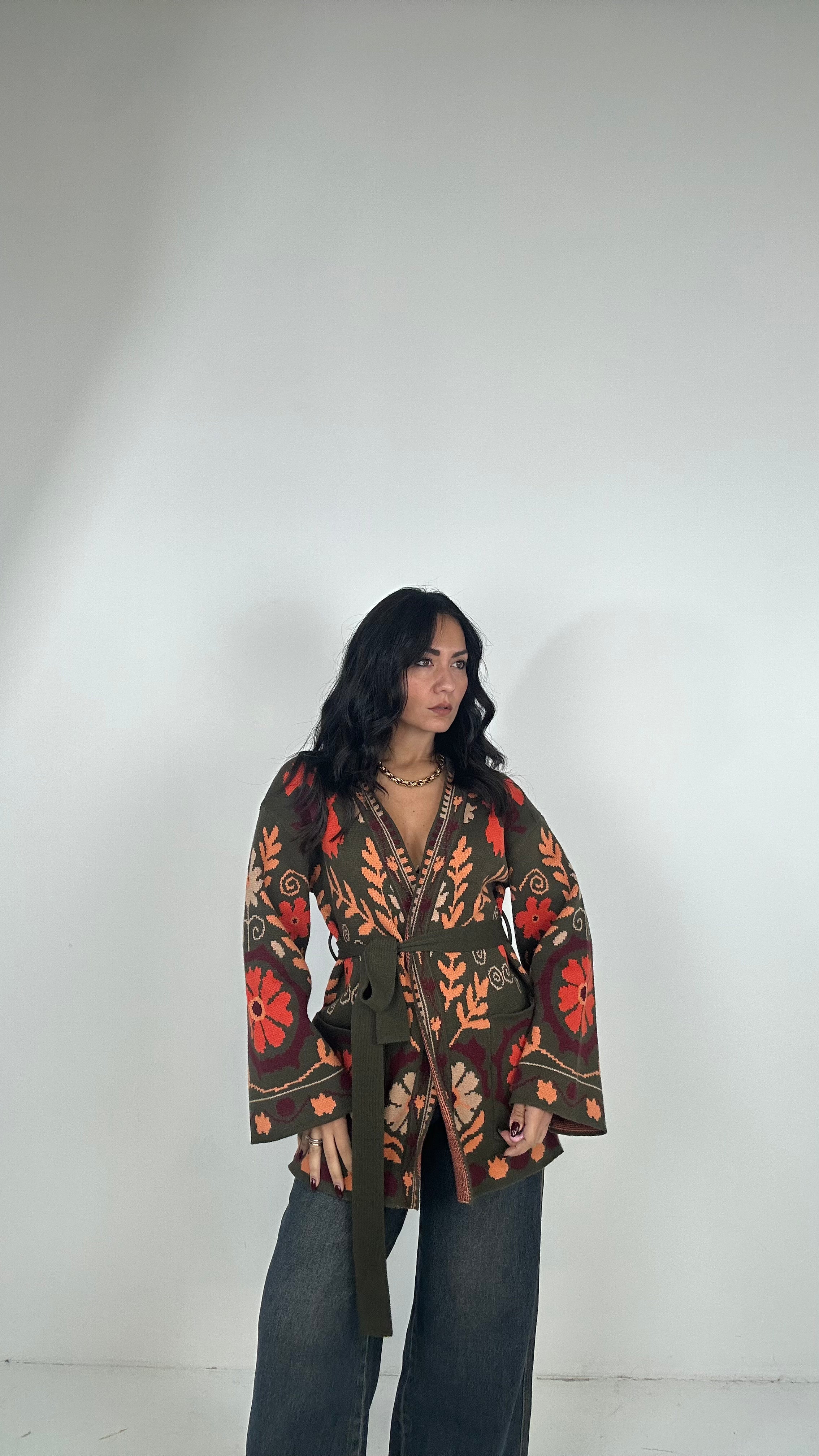 Cardigan INDIA - VERDE MILITARE
