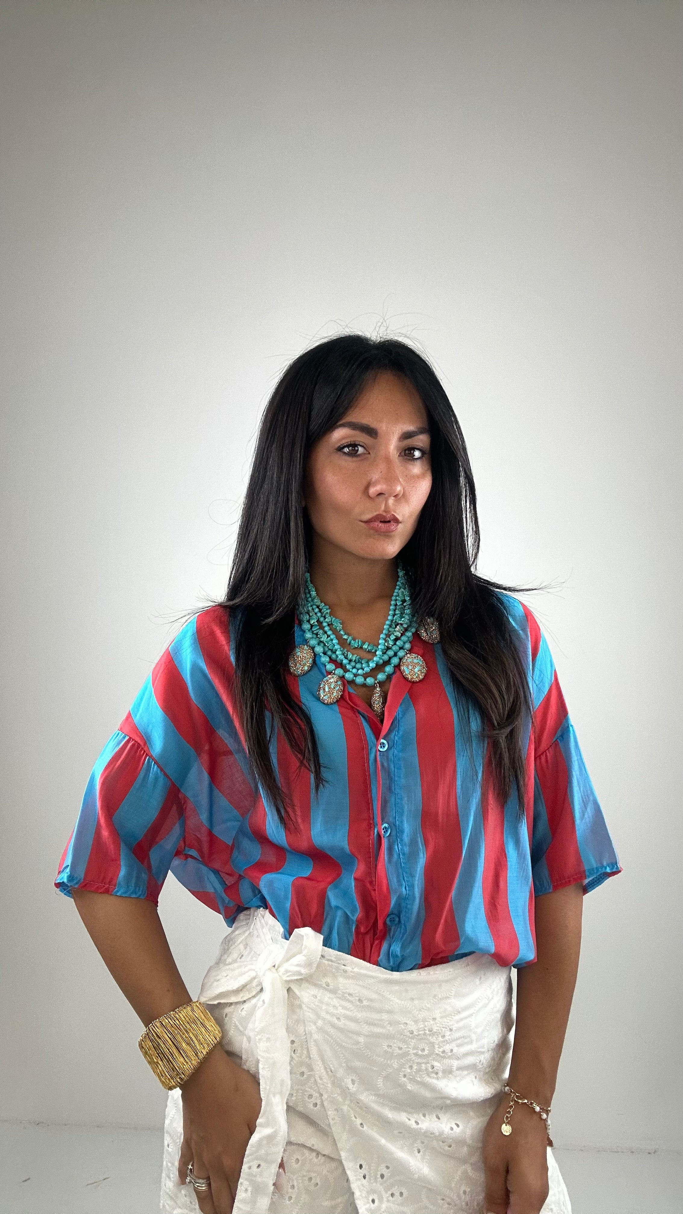 Camicia MEZZA MANICA - rosso-blu