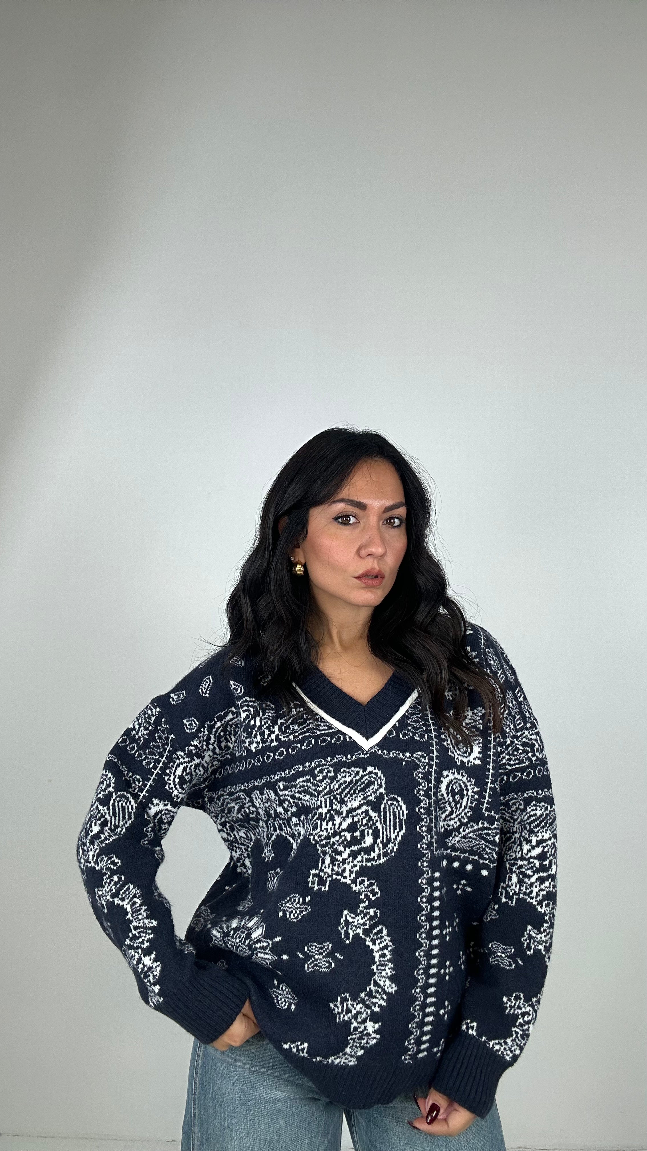 Pull V BANDANA - BLU