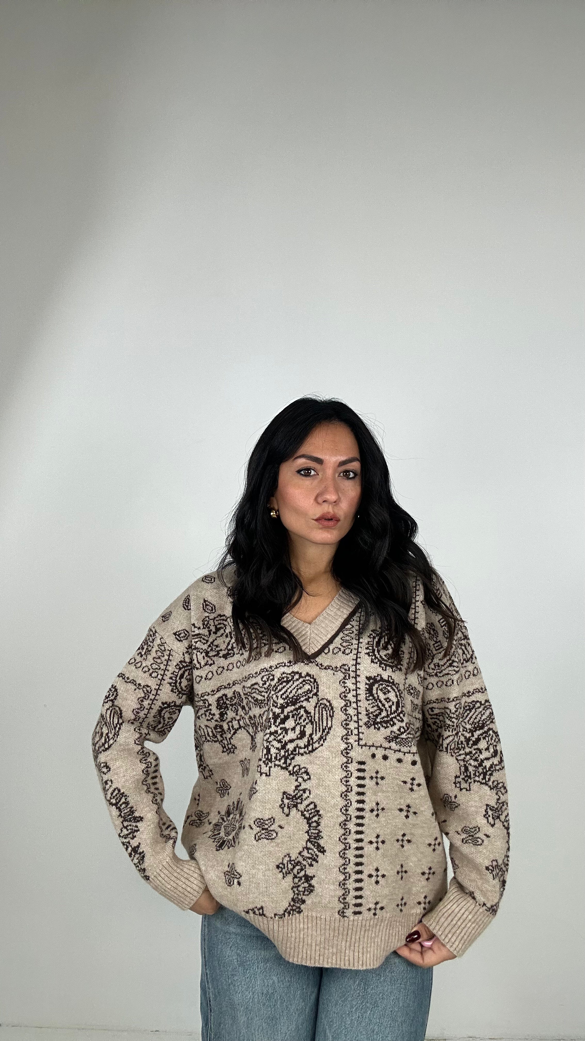 Pull V BANDANA - BEIGE