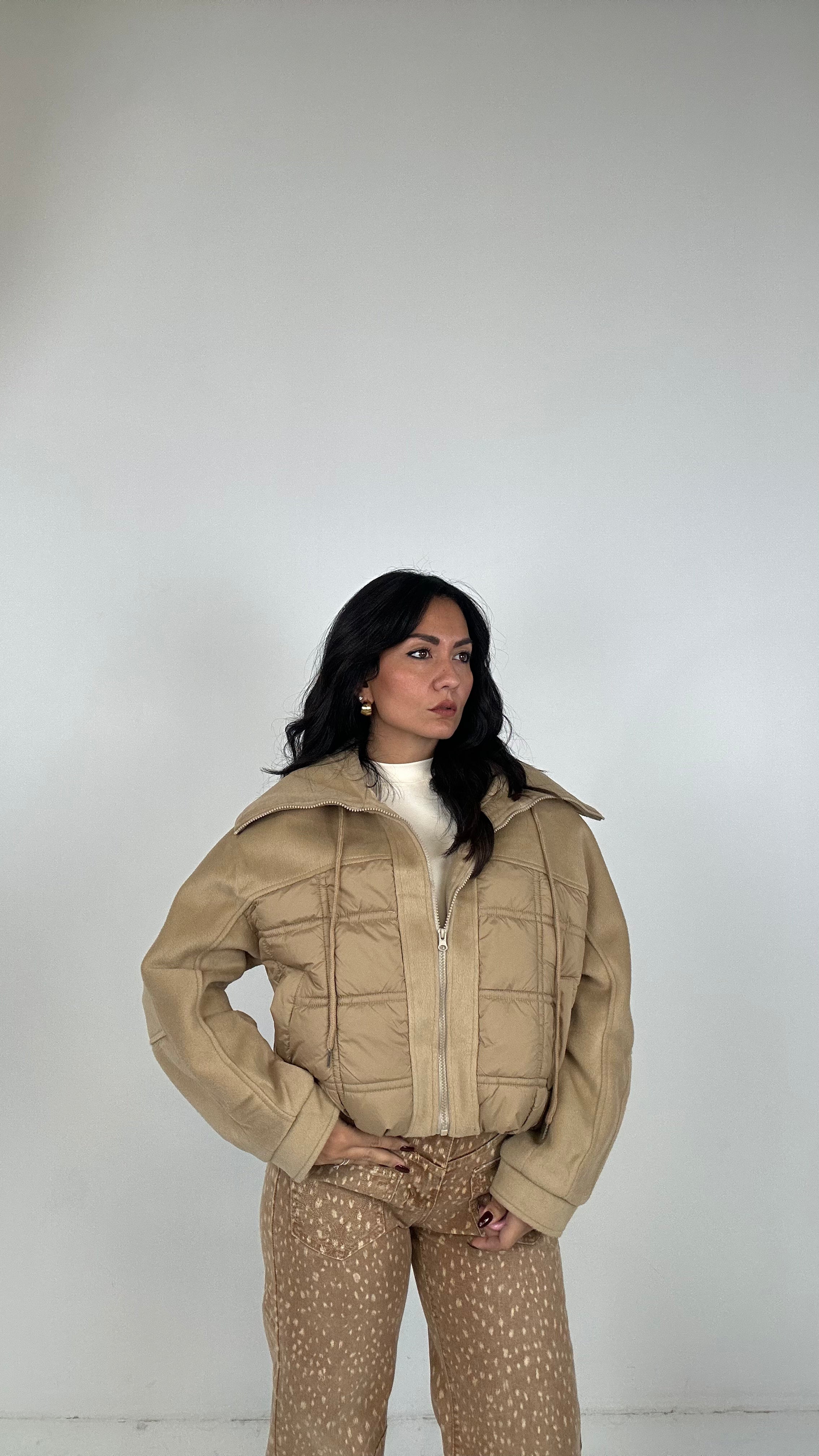 Giubbino PANNO E BOMBER - CAMMELLO