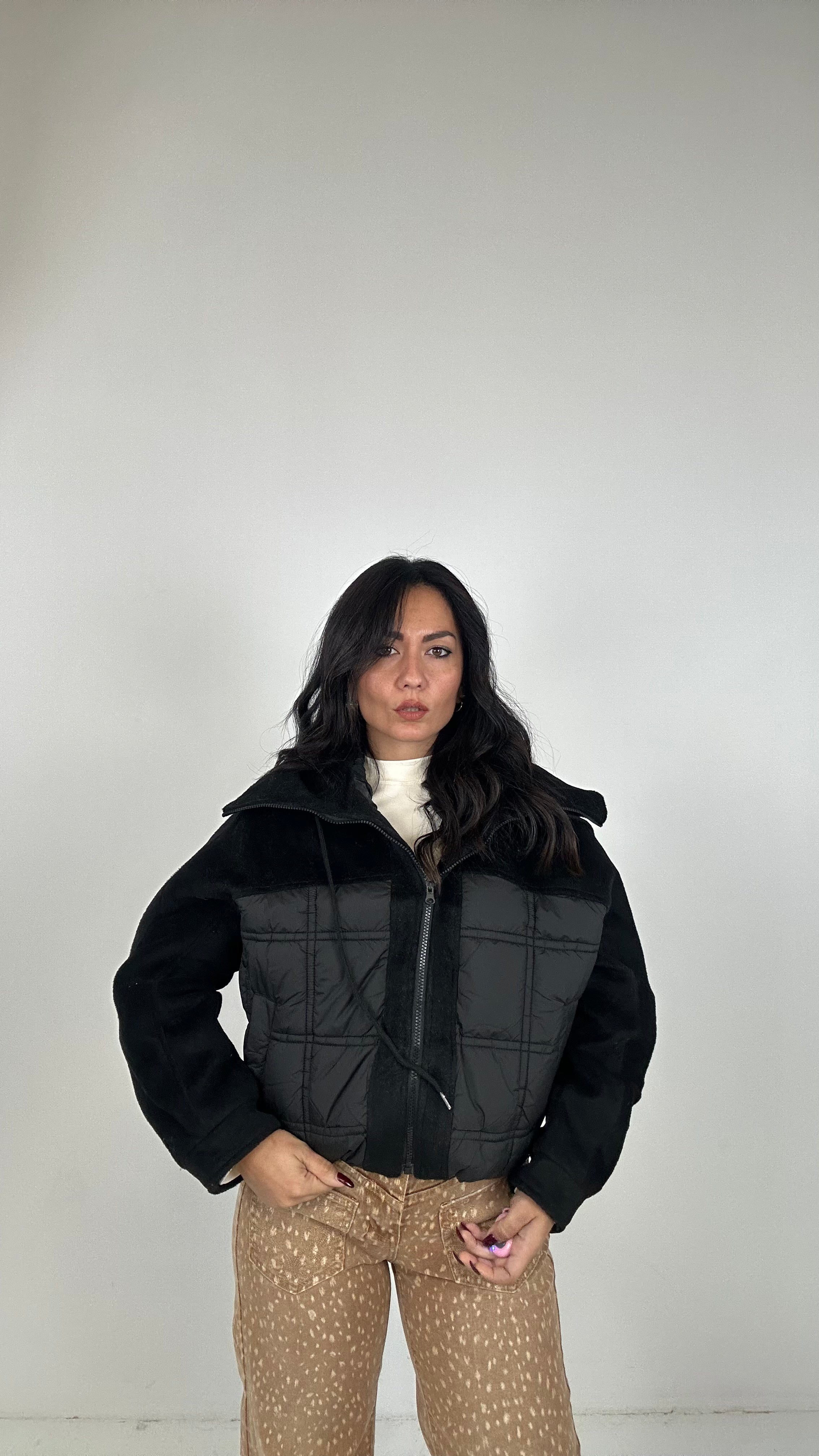Giubbino PANNO E BOMBER - NERO
