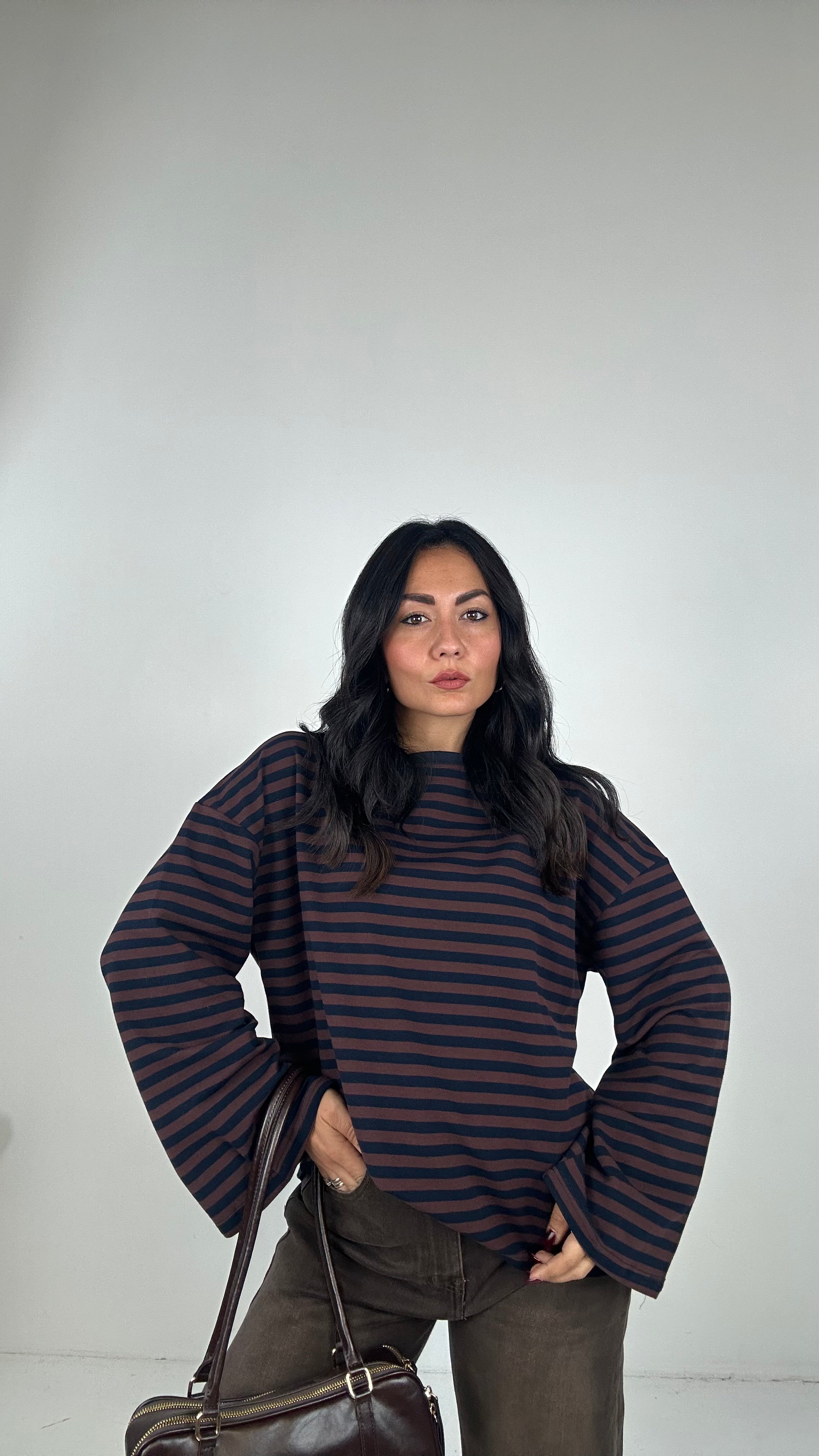 Maglia RIGHE JE SUIS - MARRONE