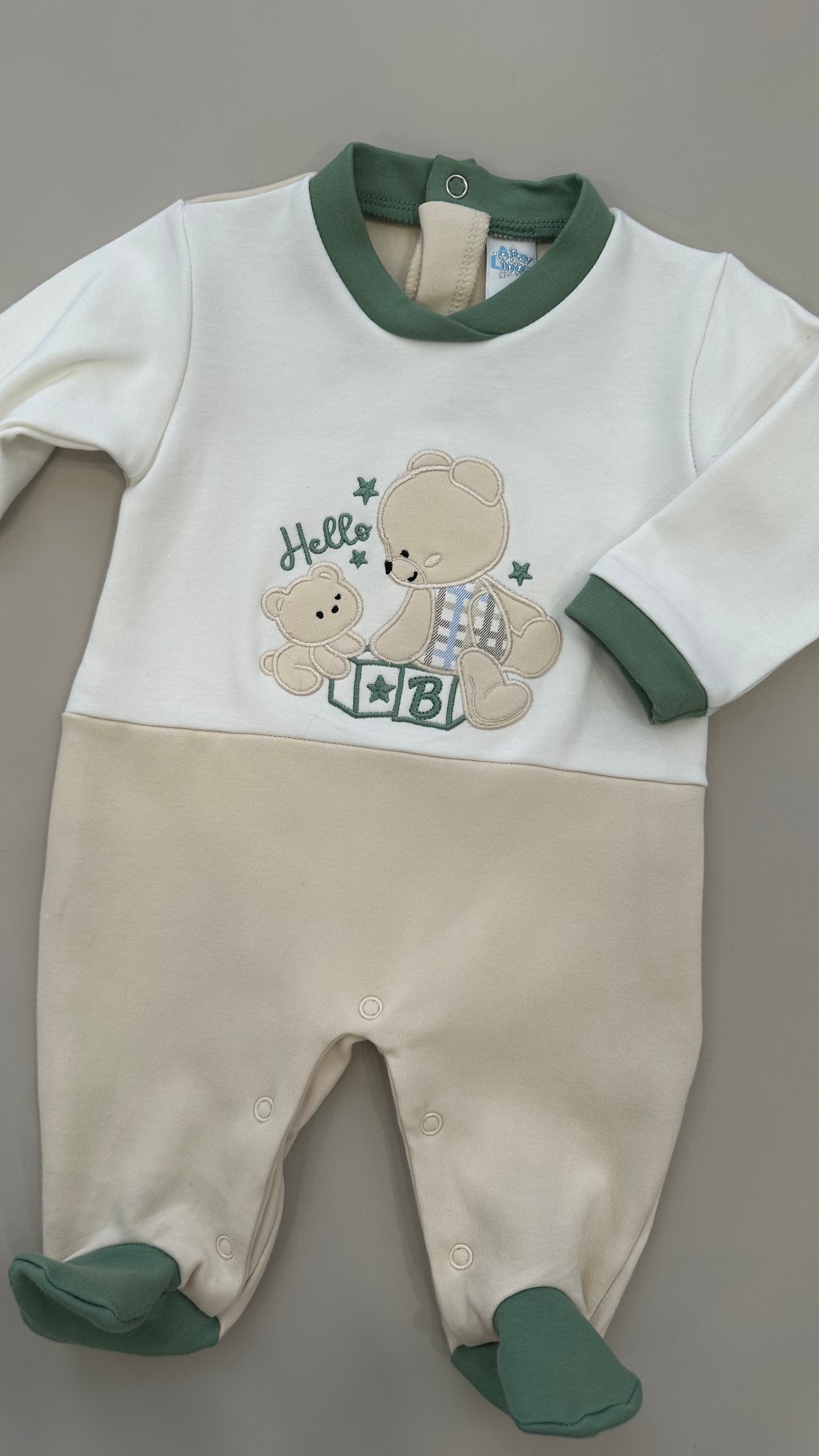 Tutina CALDO COTONE ORSETTO 0-6 - VERDE