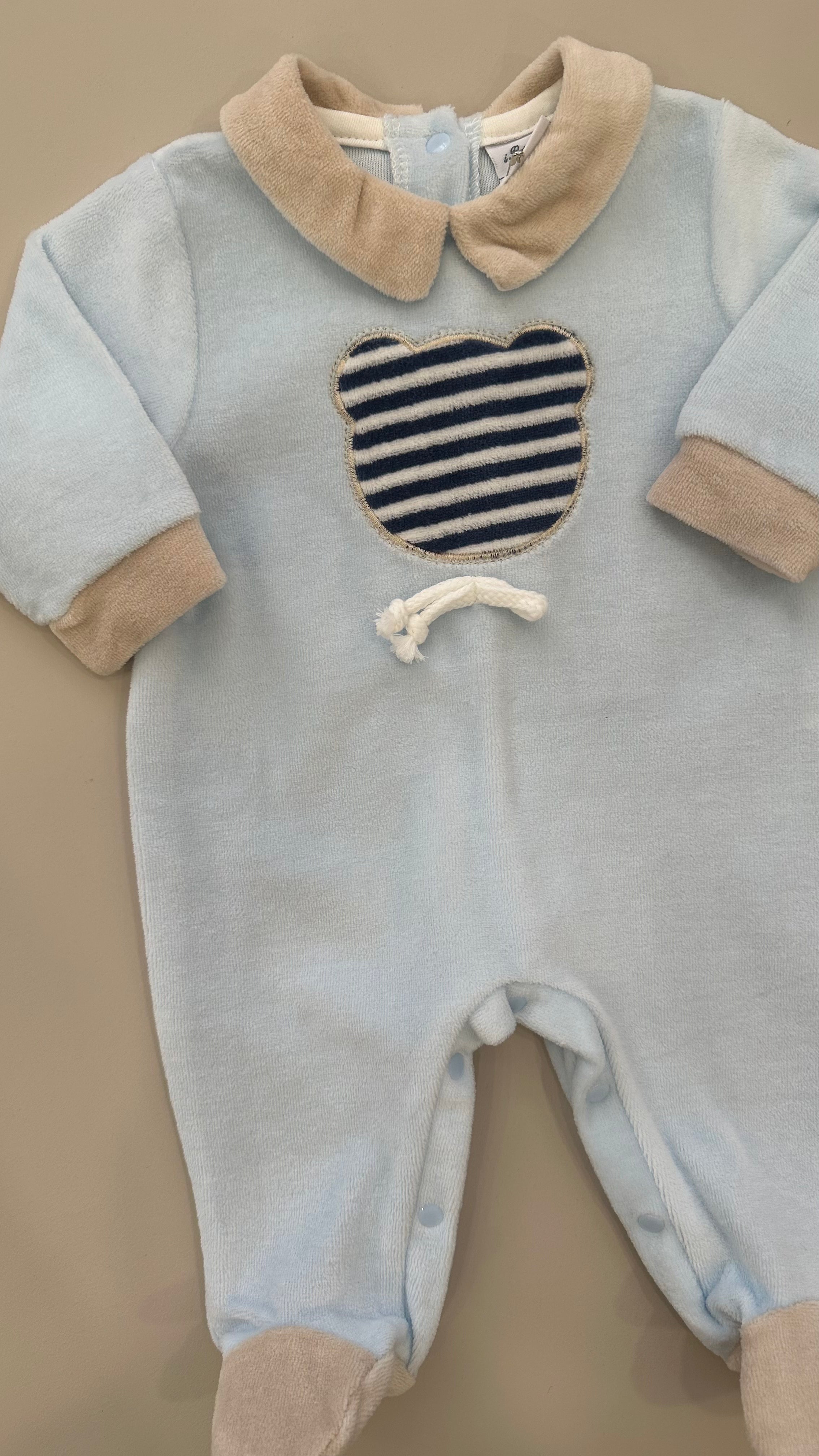 Tutina CINIGLIA ORSO 0-6M - AZZURRO