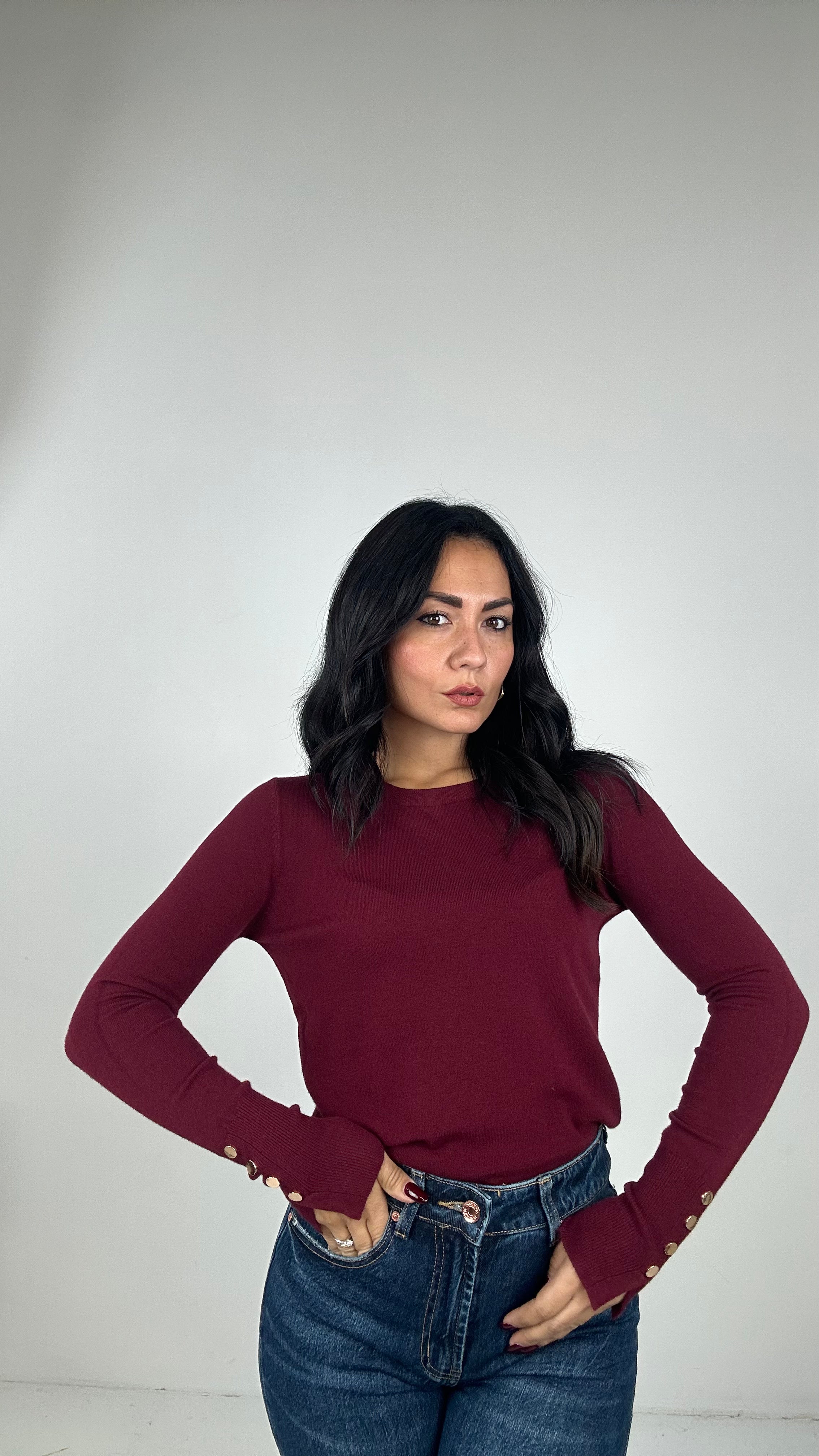 Pull BASIC BOTTONCINI - BORDEAUX