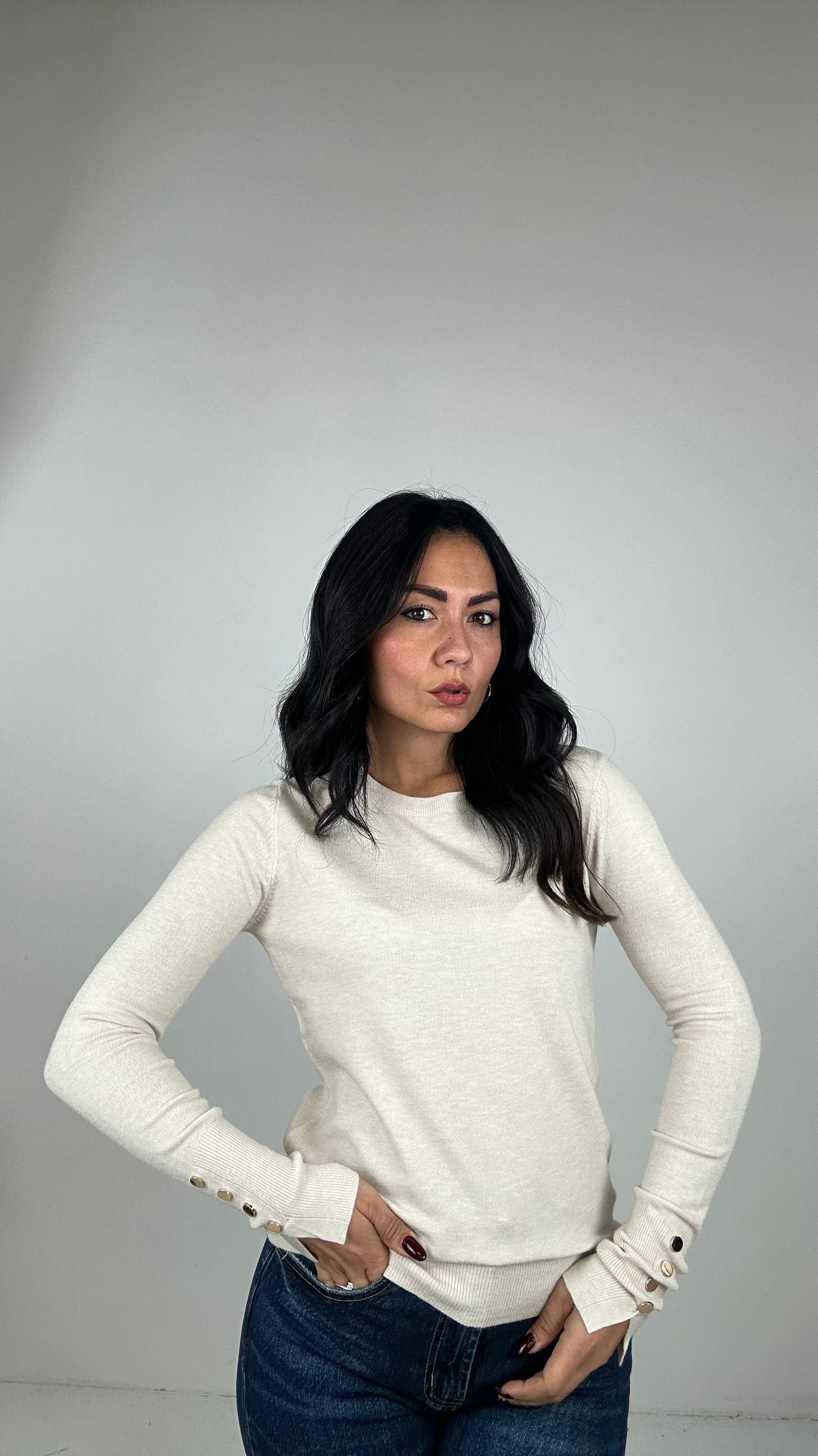 Pull BASIC BOTTONCINI - BEIGE