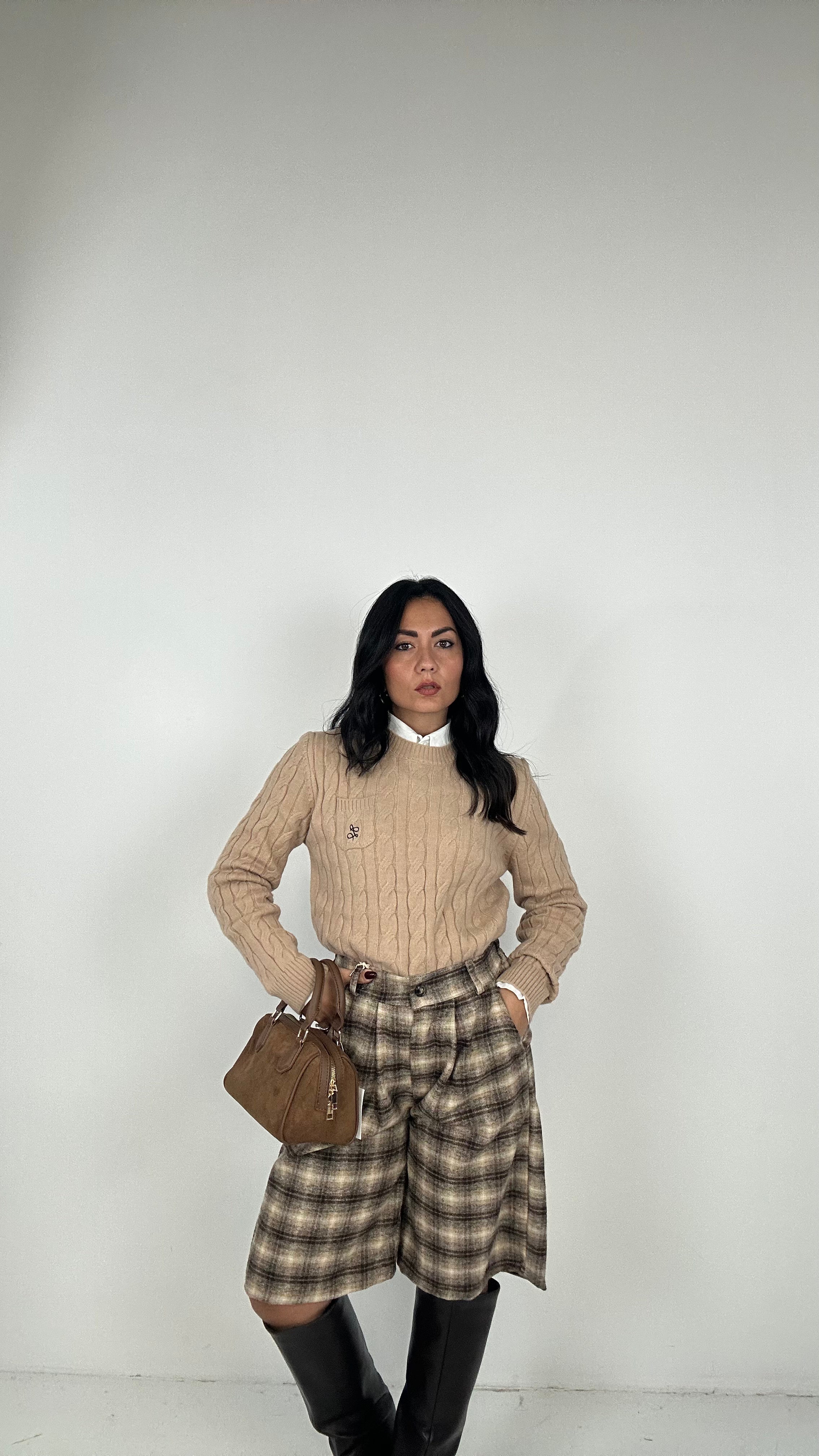 Bermuda QUADRI - BEIGE