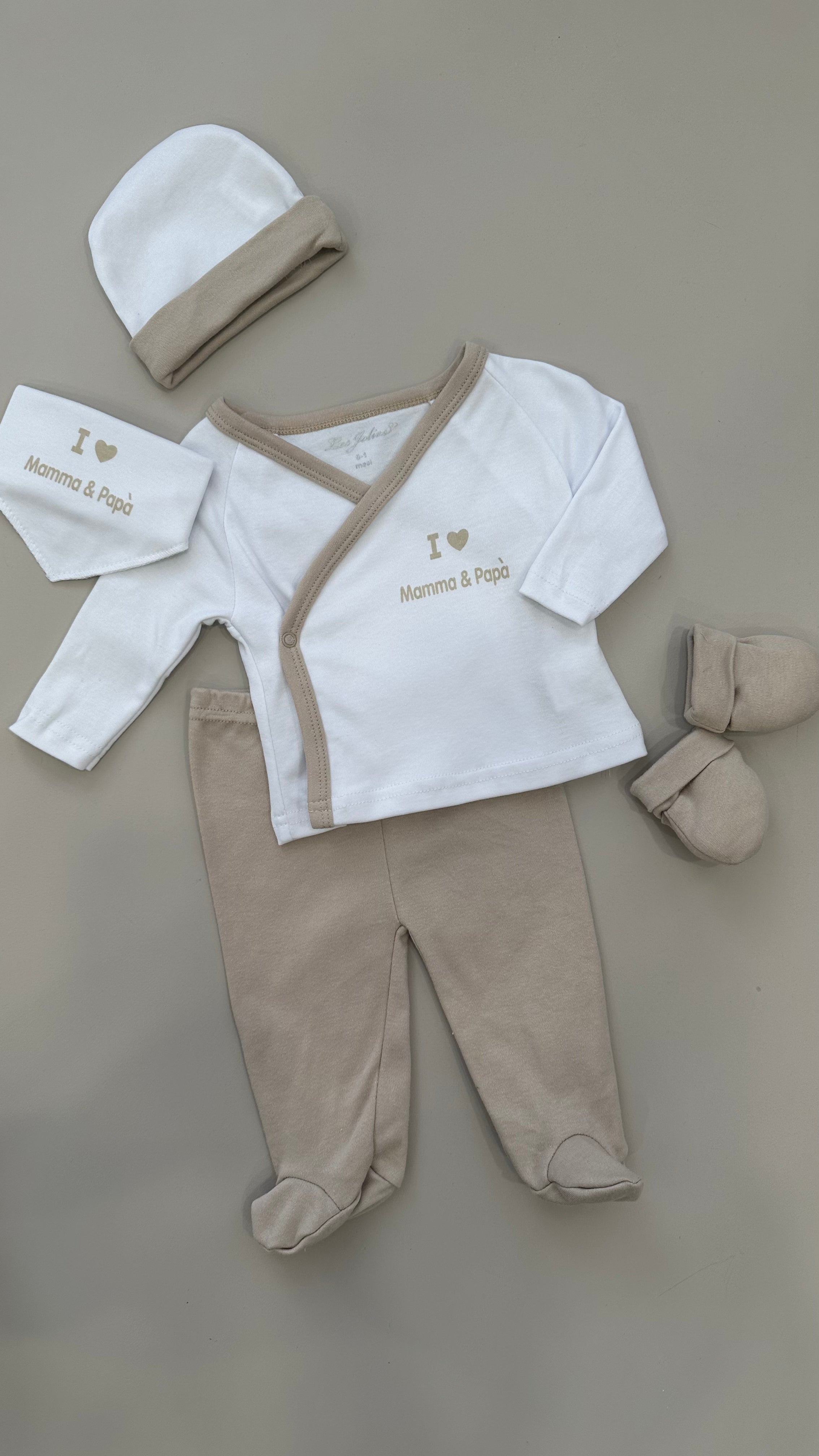 Set nascita MAMMA PAPA' - BEIGE