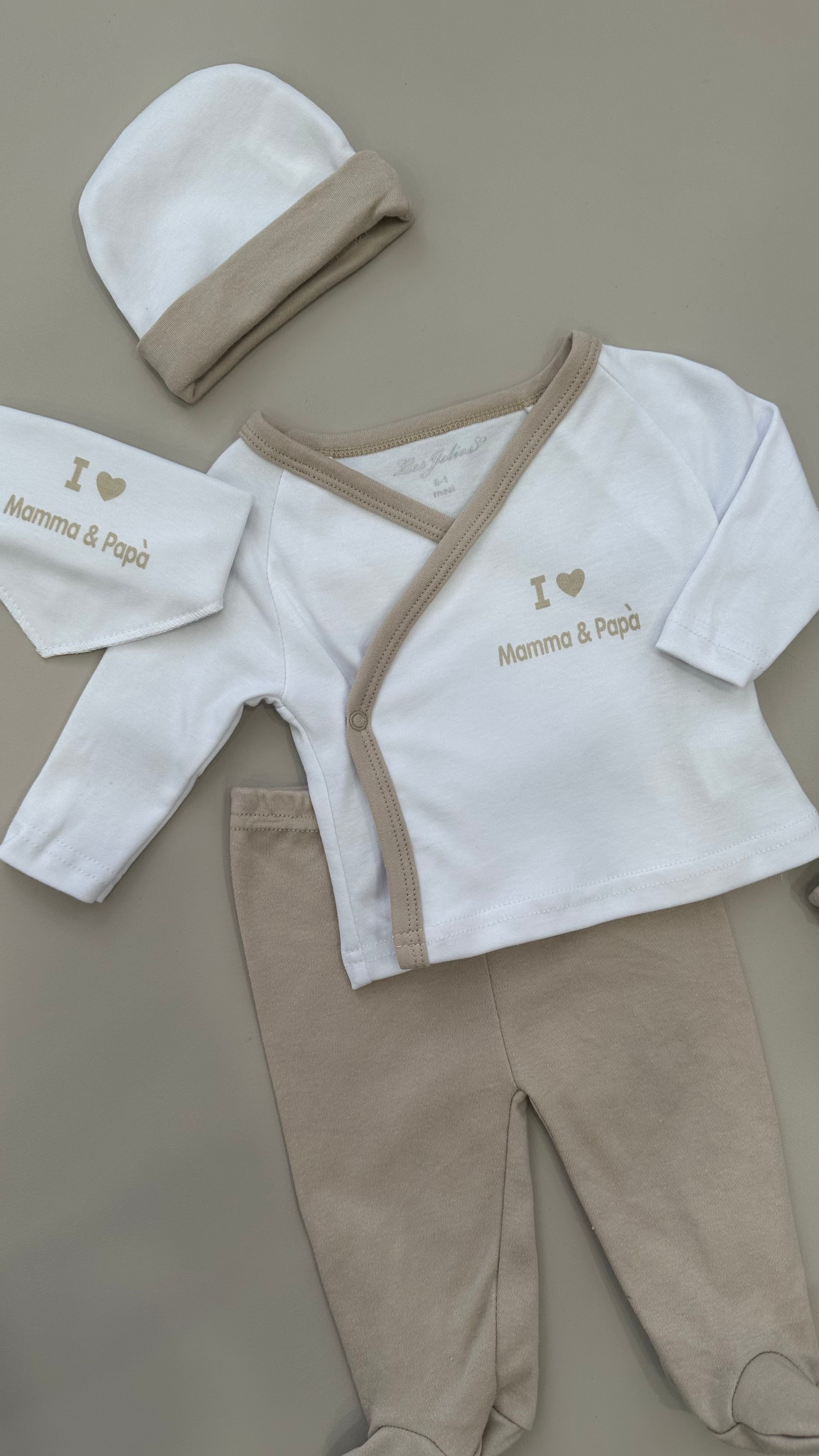 Set nascita MAMMA PAPA' - BEIGE