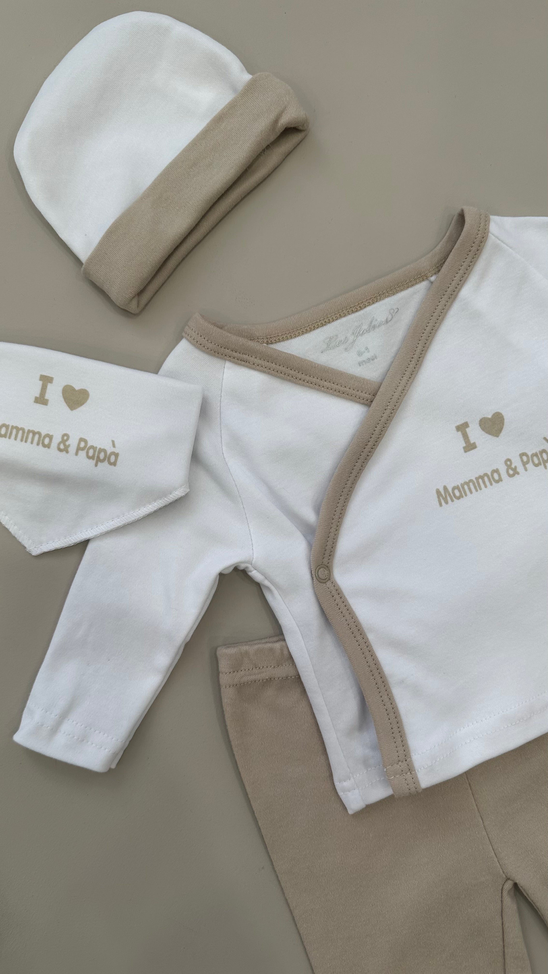 Set nascita MAMMA PAPA' - BEIGE