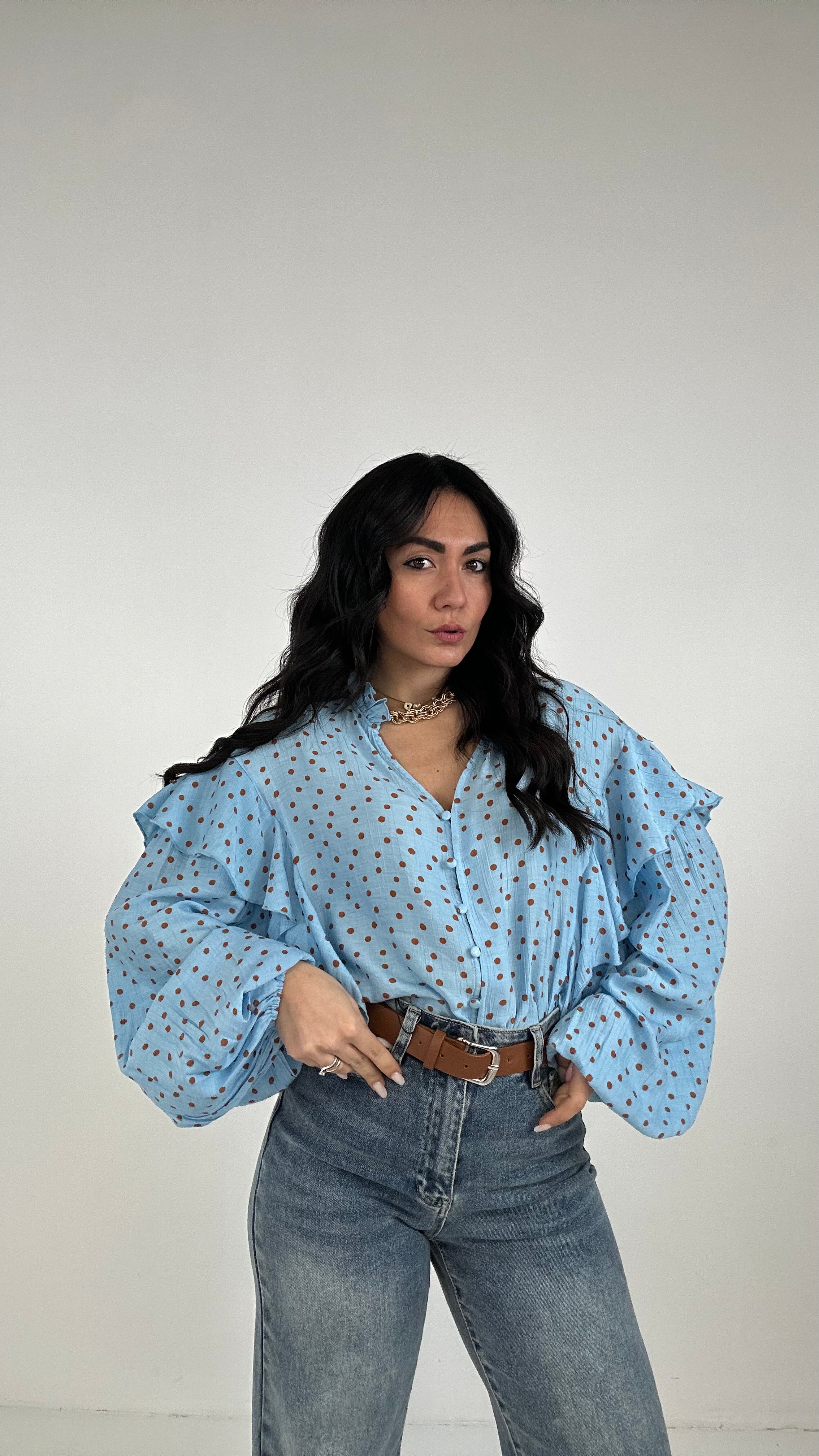 Camicia VOLANT POIS - AZZURRO