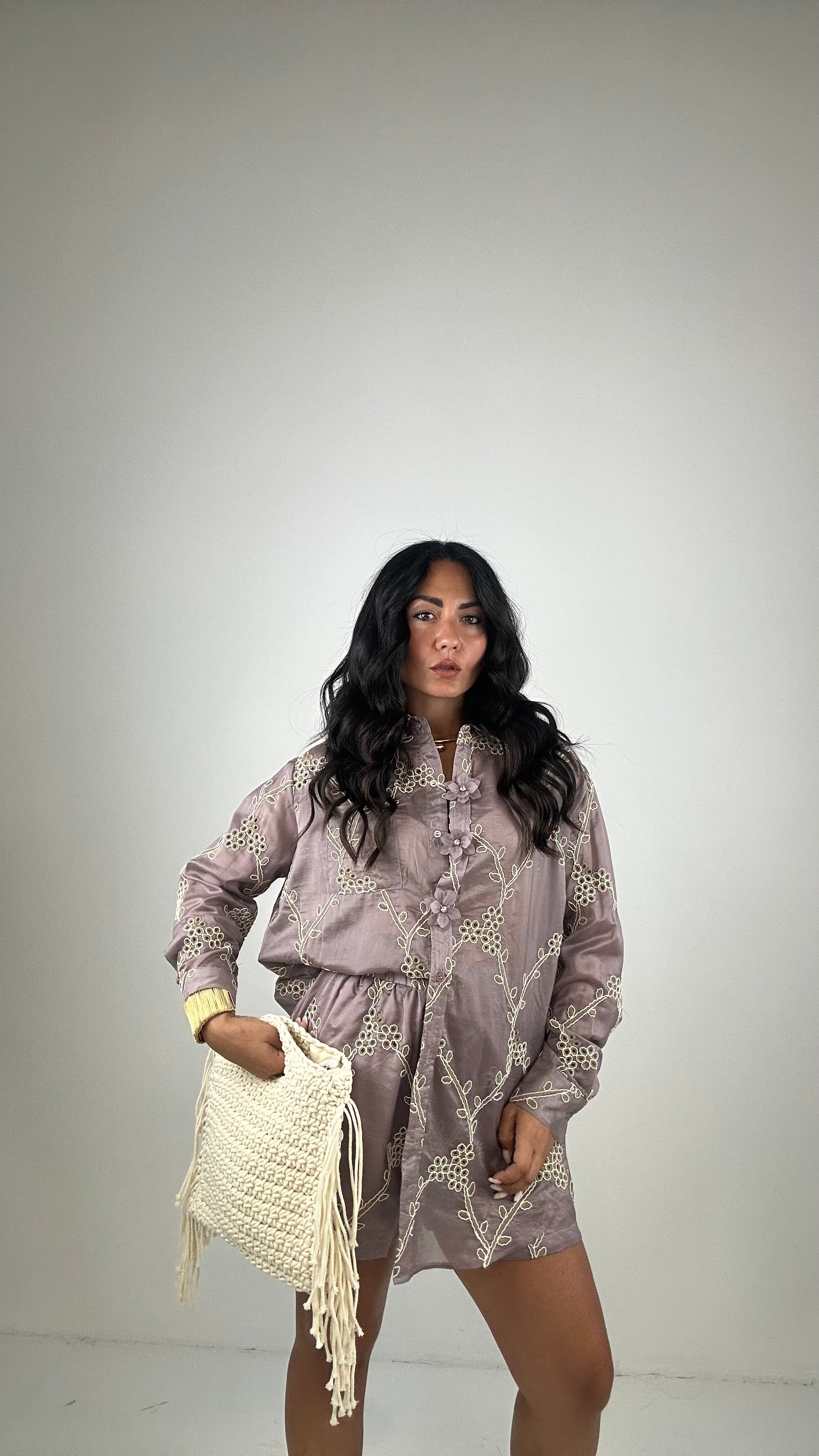 Borsa MAGLIA FRANGE - PANNA