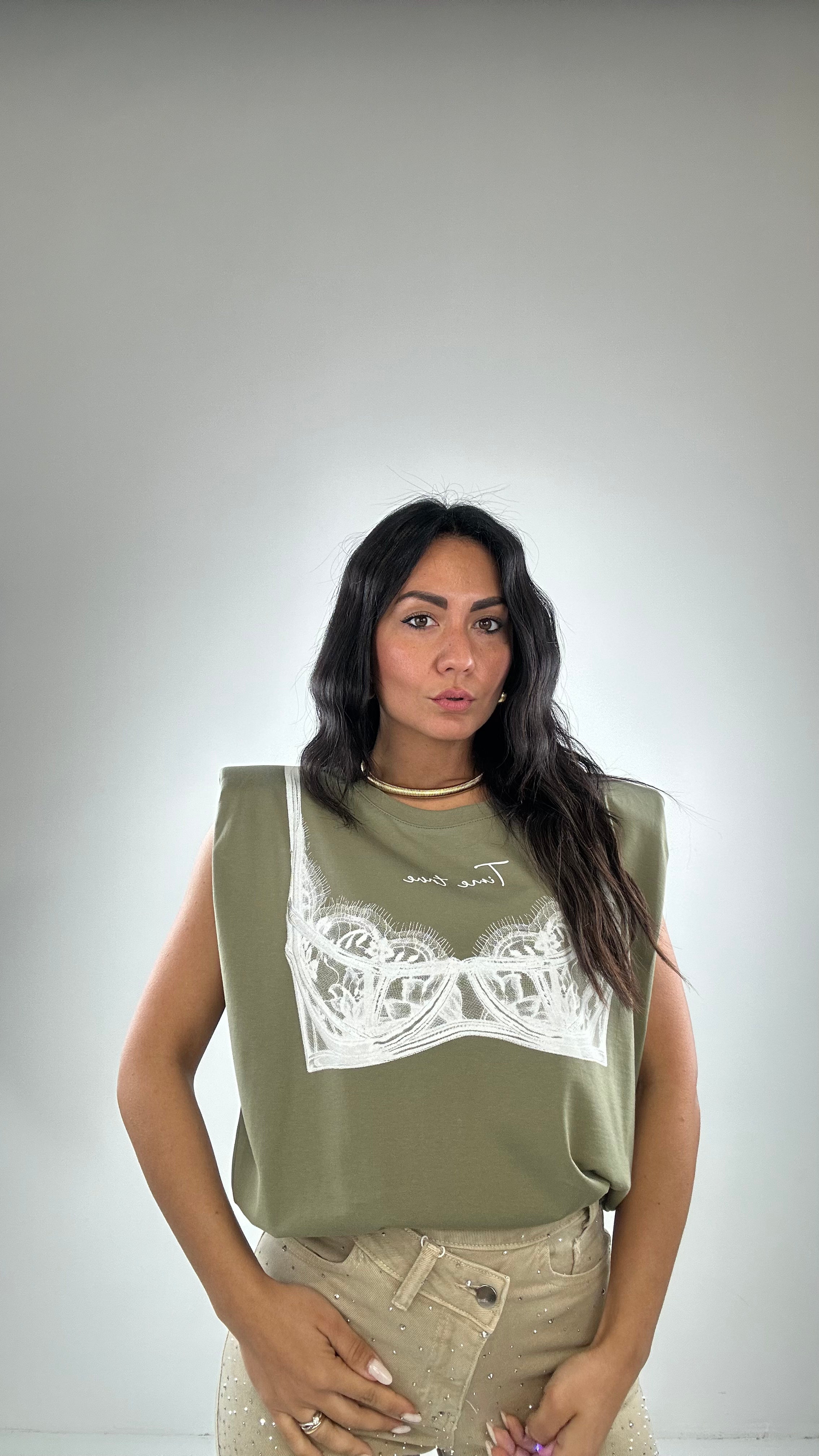 T-shirt JUST TIME - VERDE MILITARE