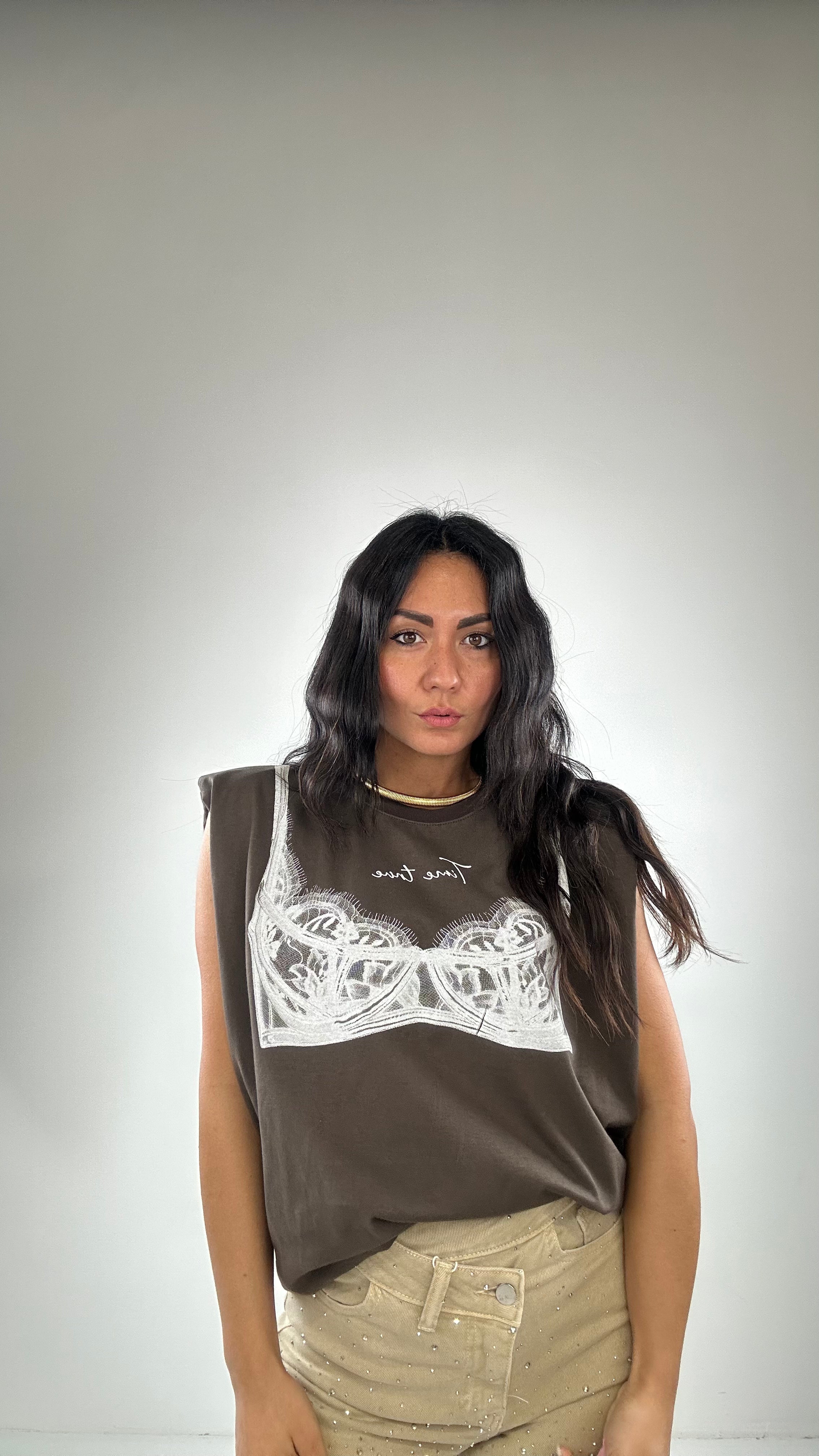 T-shirt JUST TIME - MARRONE