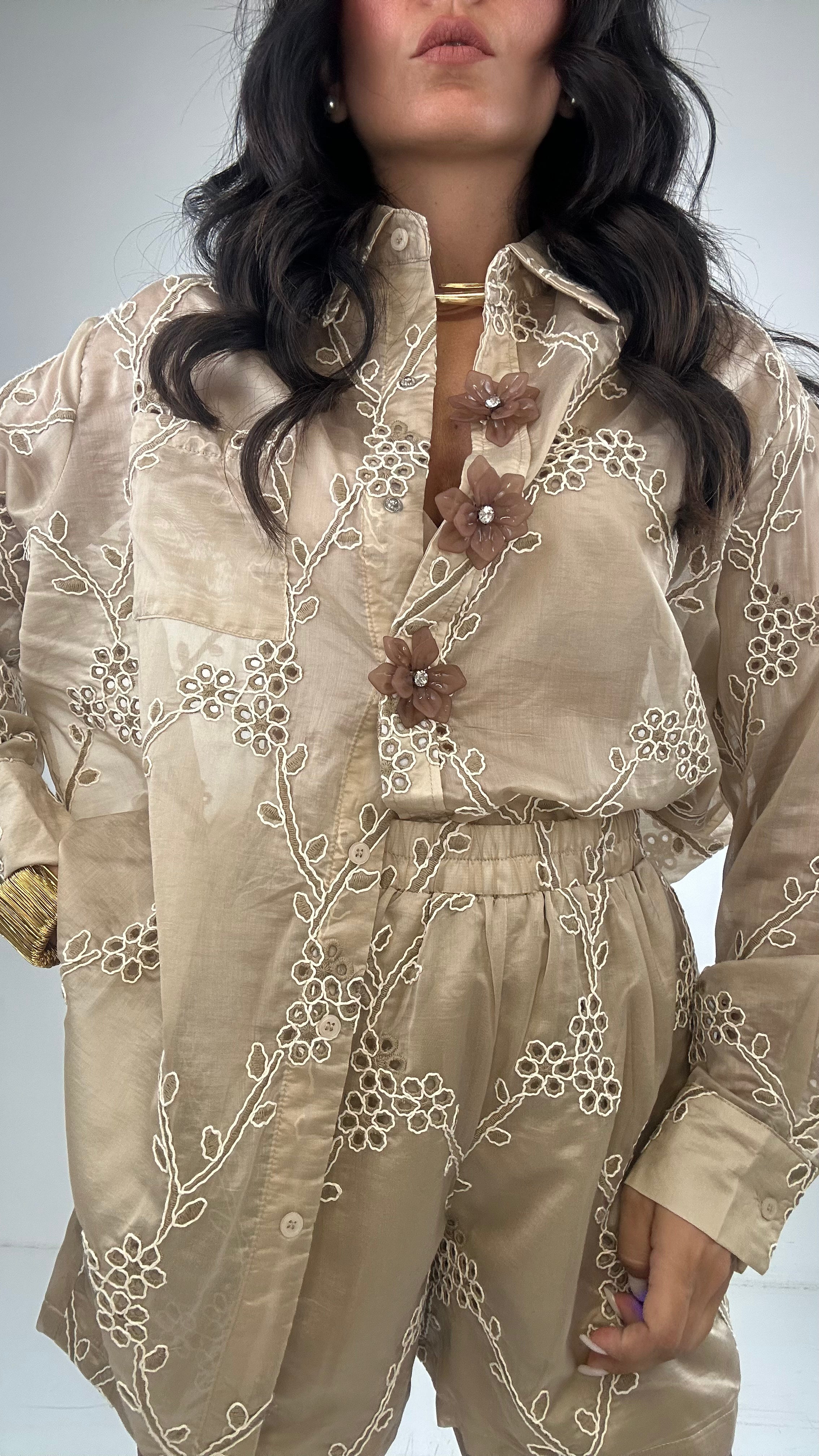 Coordinato BOTTONE FIORE - BEIGE
