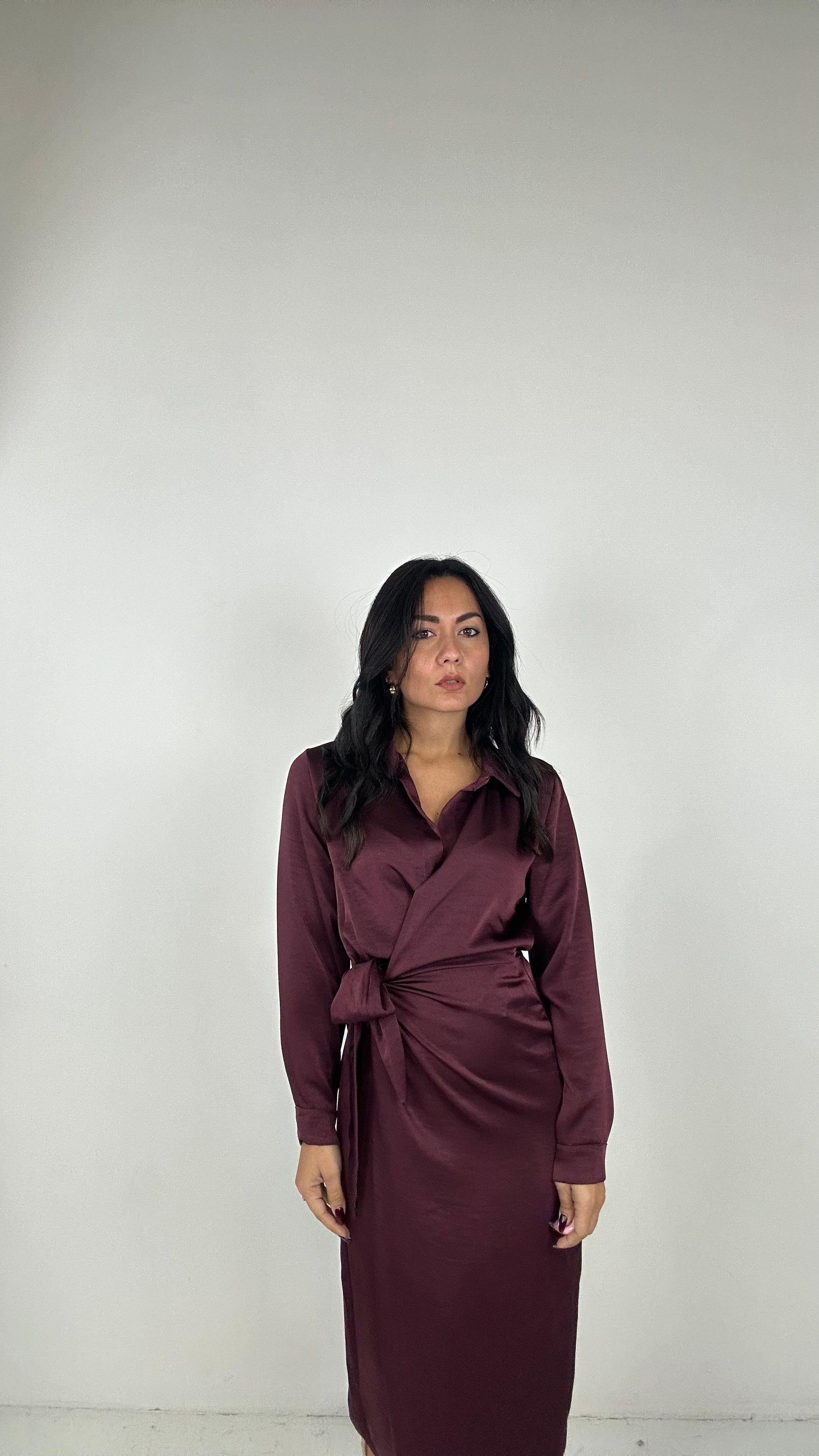 Abito SATIN PORTAFOGLIO - BORDEAUX
